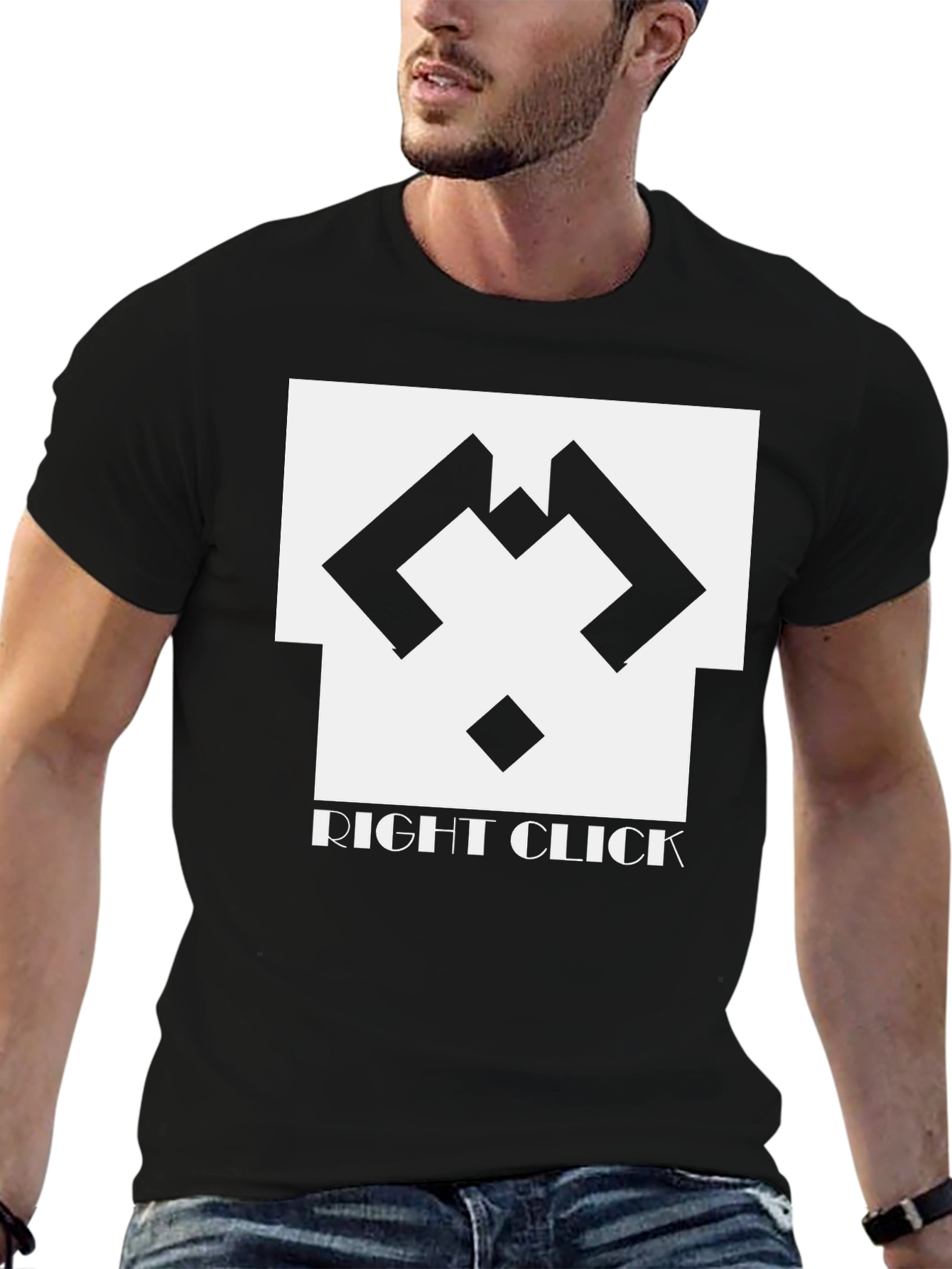 Right Click Black Graphic Tee - Modern Tech Style