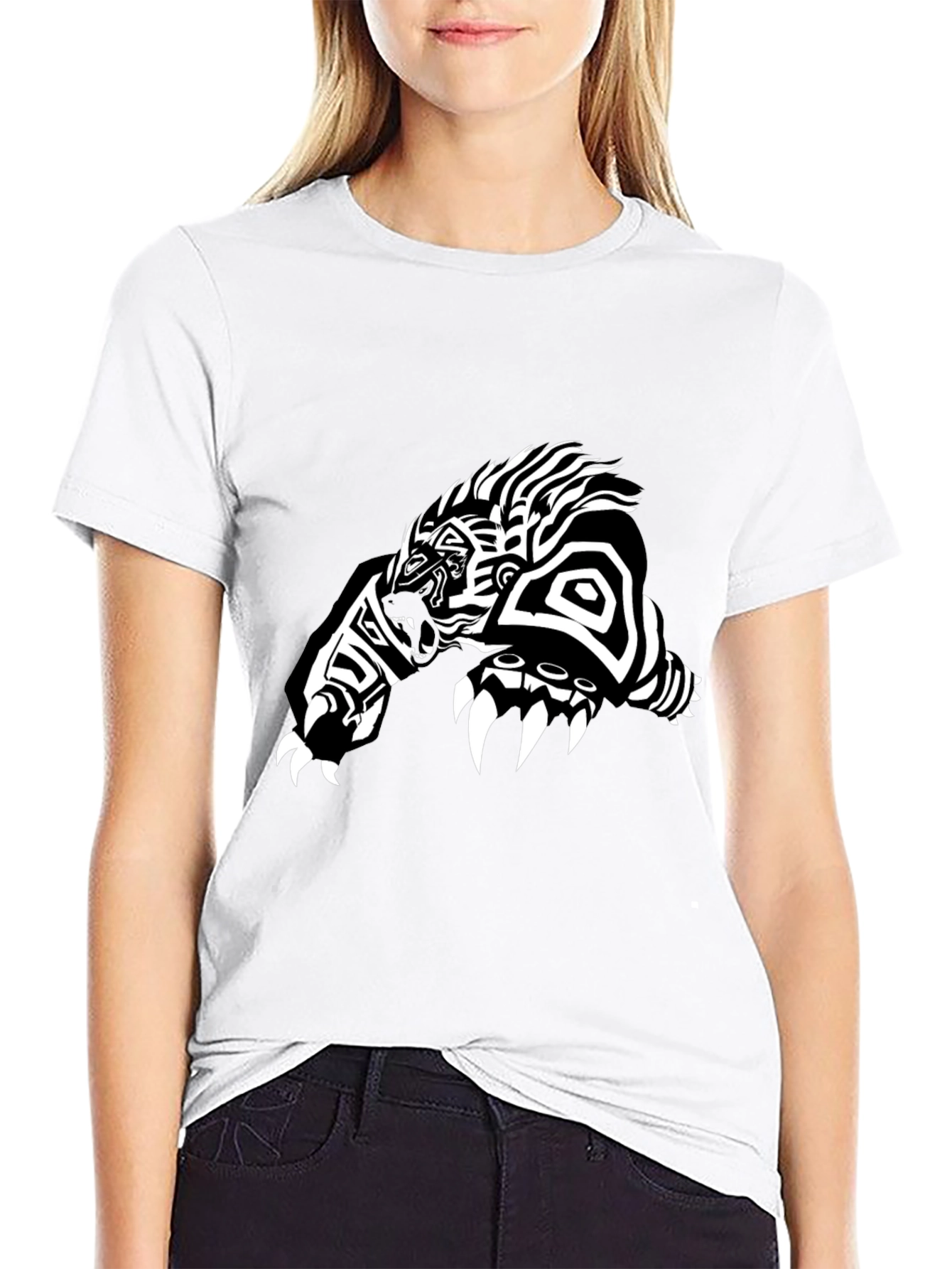 Tribal Bear Graphic Tee - Black