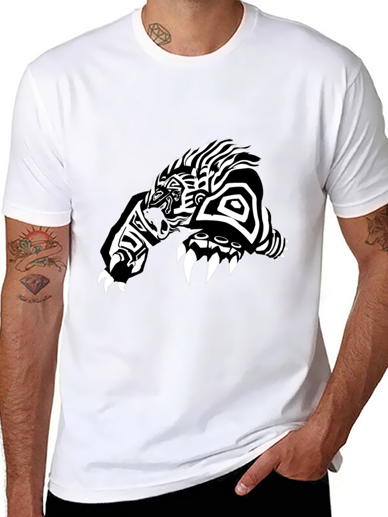 Tribal Bear Graphic Tee - Black