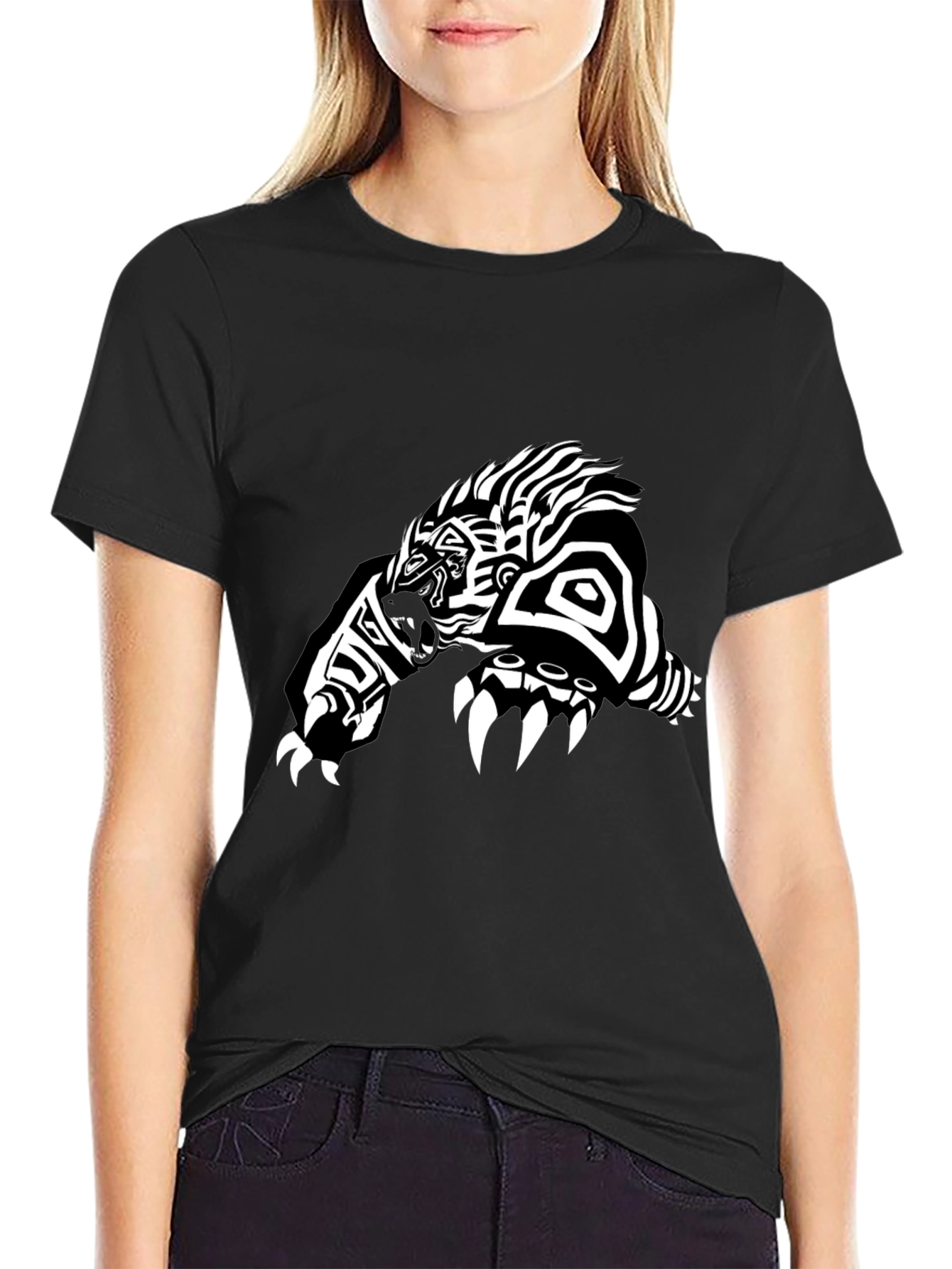 Tribal Bear Graphic Tee - Black