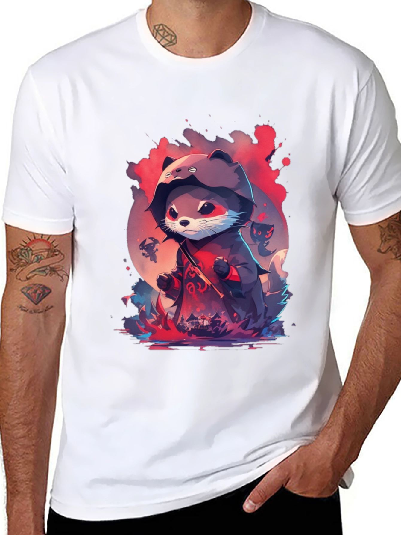 Ninja Otter Graphic Tee - Black Cotton Blend