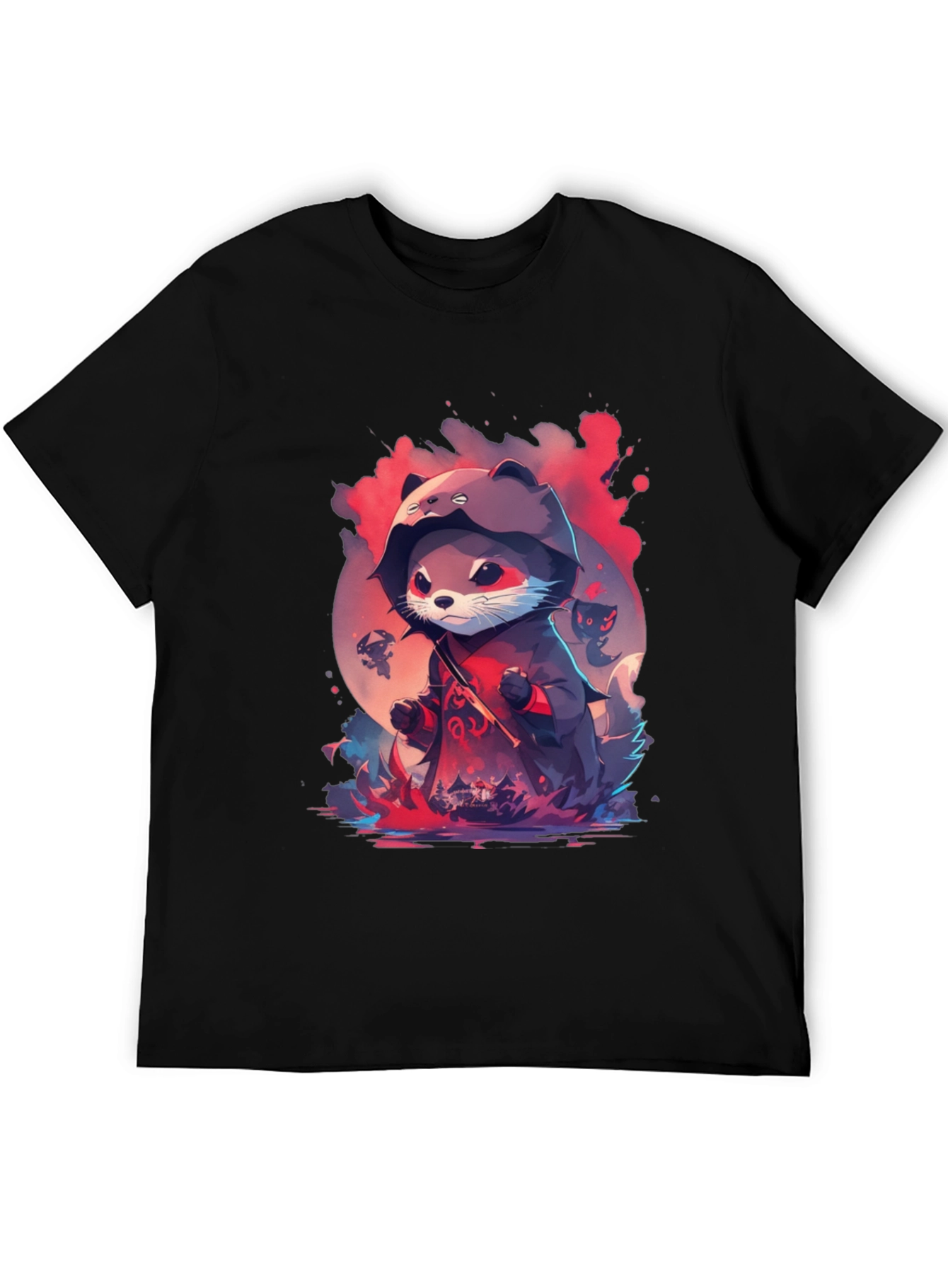 Ninja Otter Graphic Tee - Black Cotton Blend