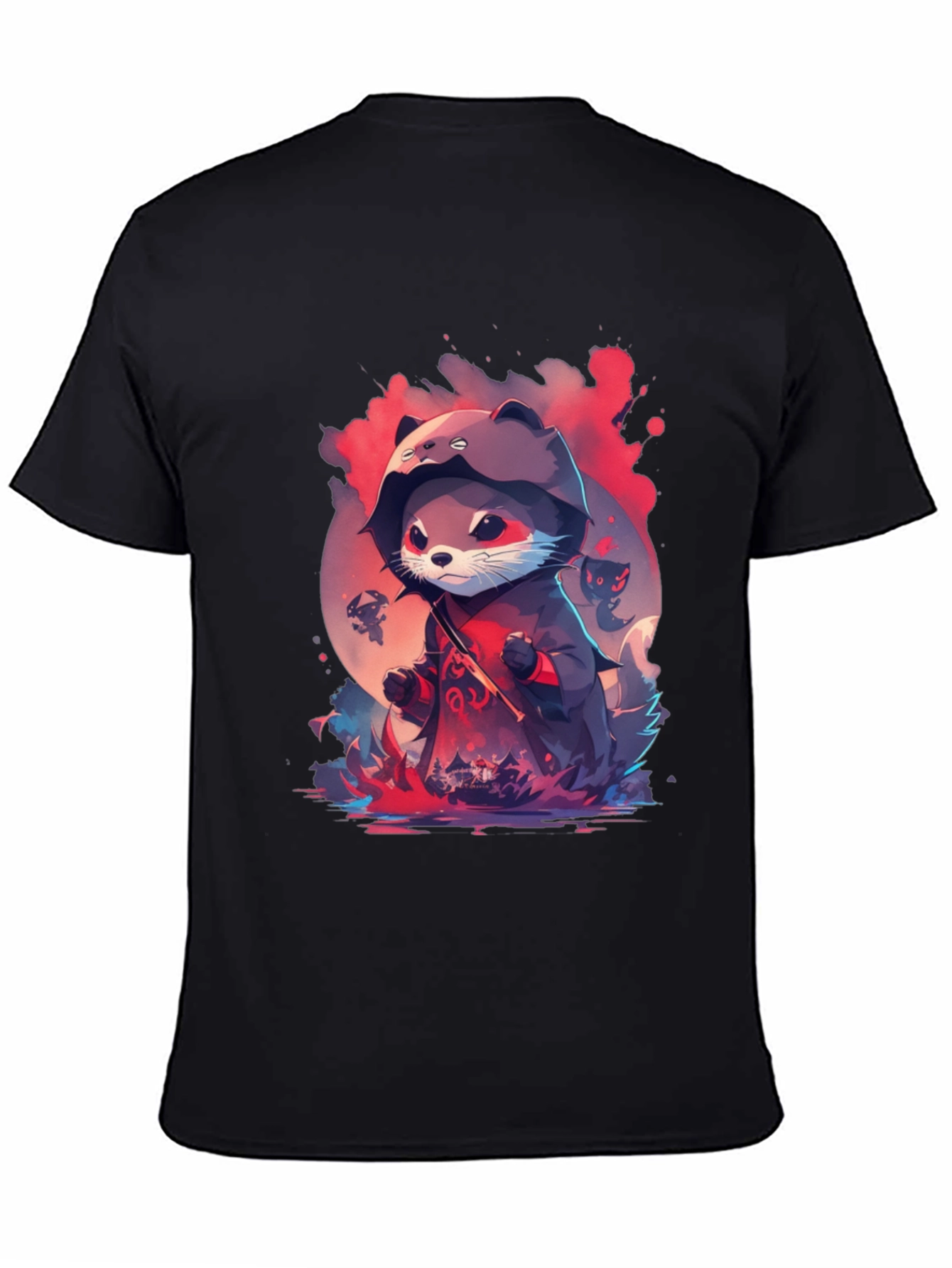 Ninja Otter Graphic Tee - Black Cotton Blend