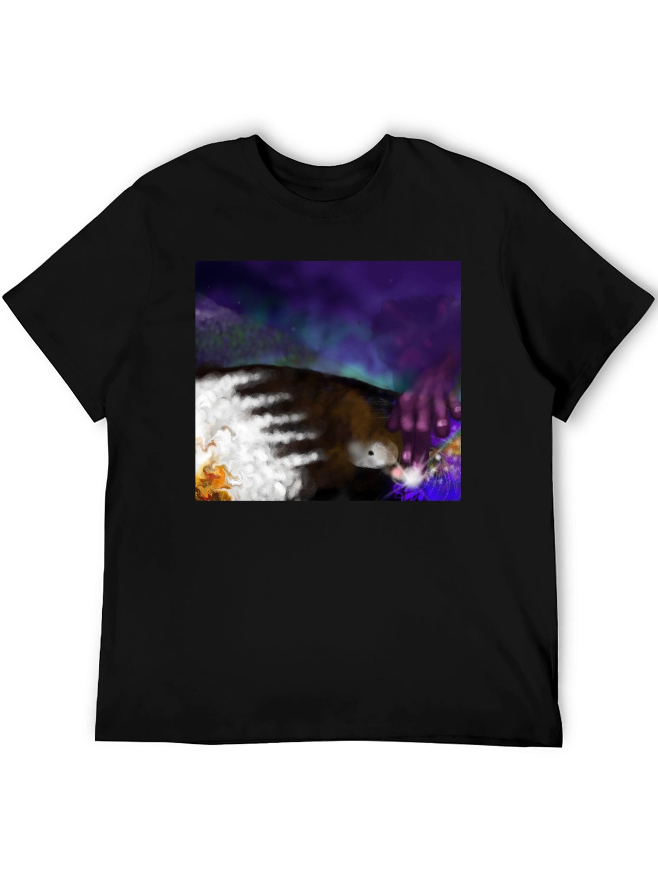 Artistic Aurora Borealis Graphic Tee - Black