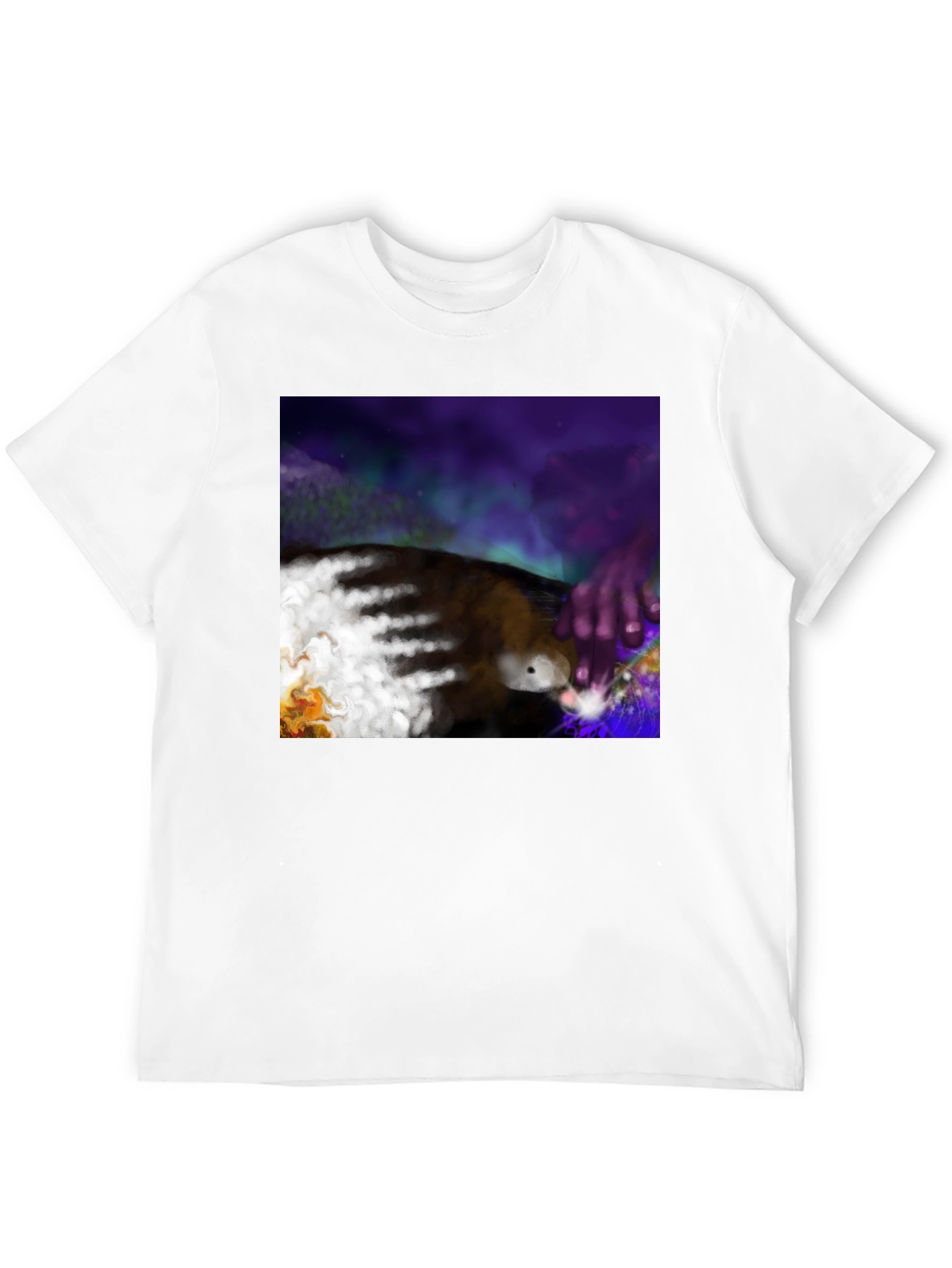 Artistic Aurora Borealis Graphic Tee - Black
