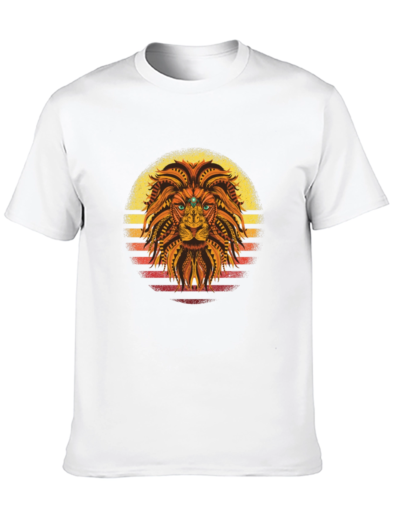 Lion Sunset Graphic Tee - Unique Tribal Design