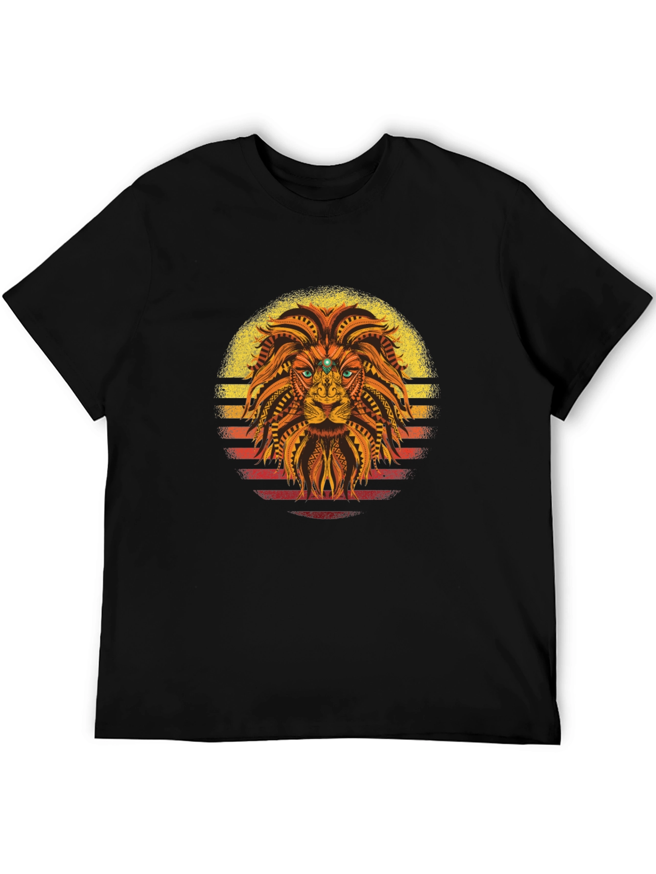 Lion Sunset Graphic Tee - Unique Tribal Design