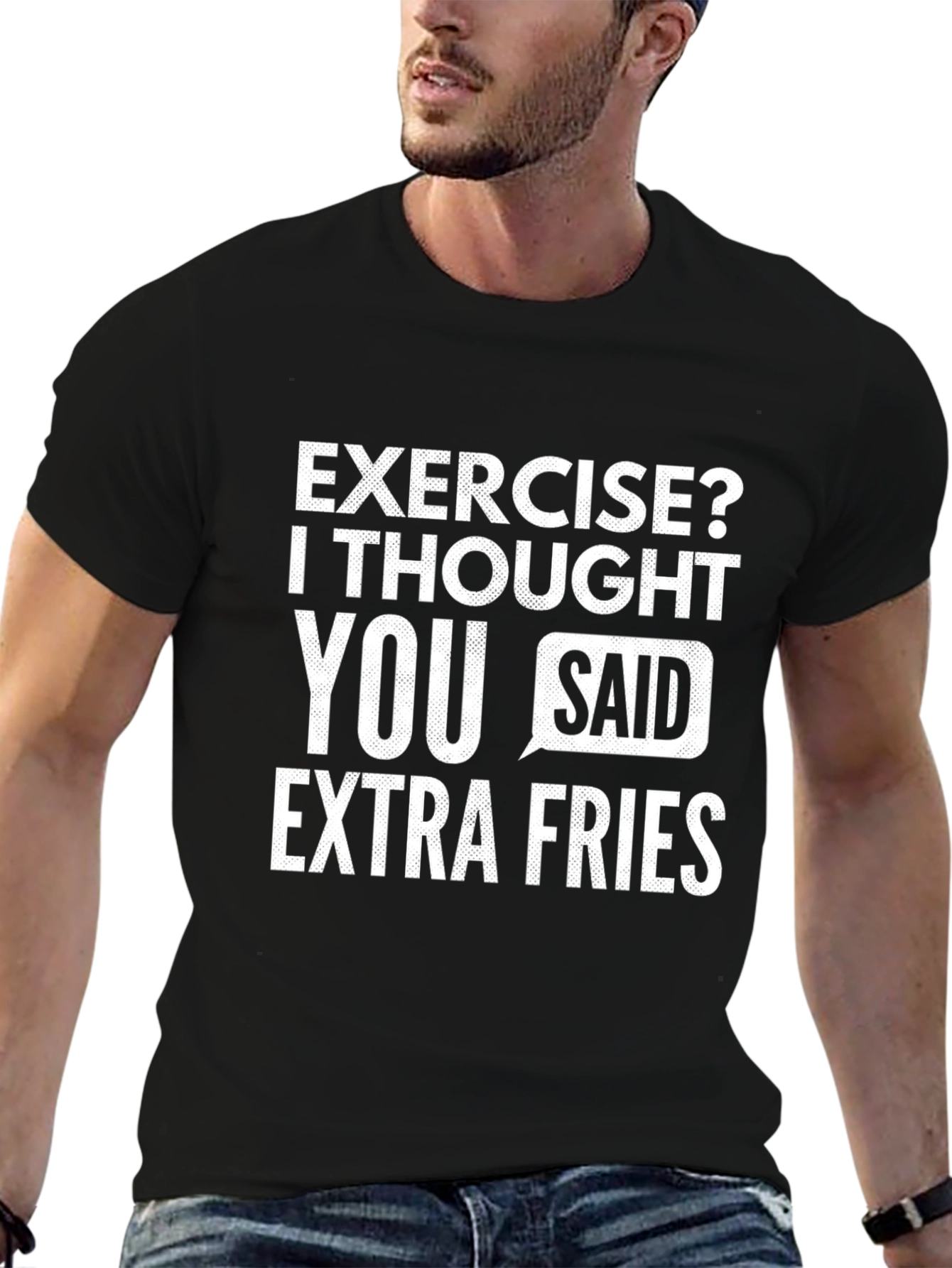 Funny Extra Fries Black T-Shirt