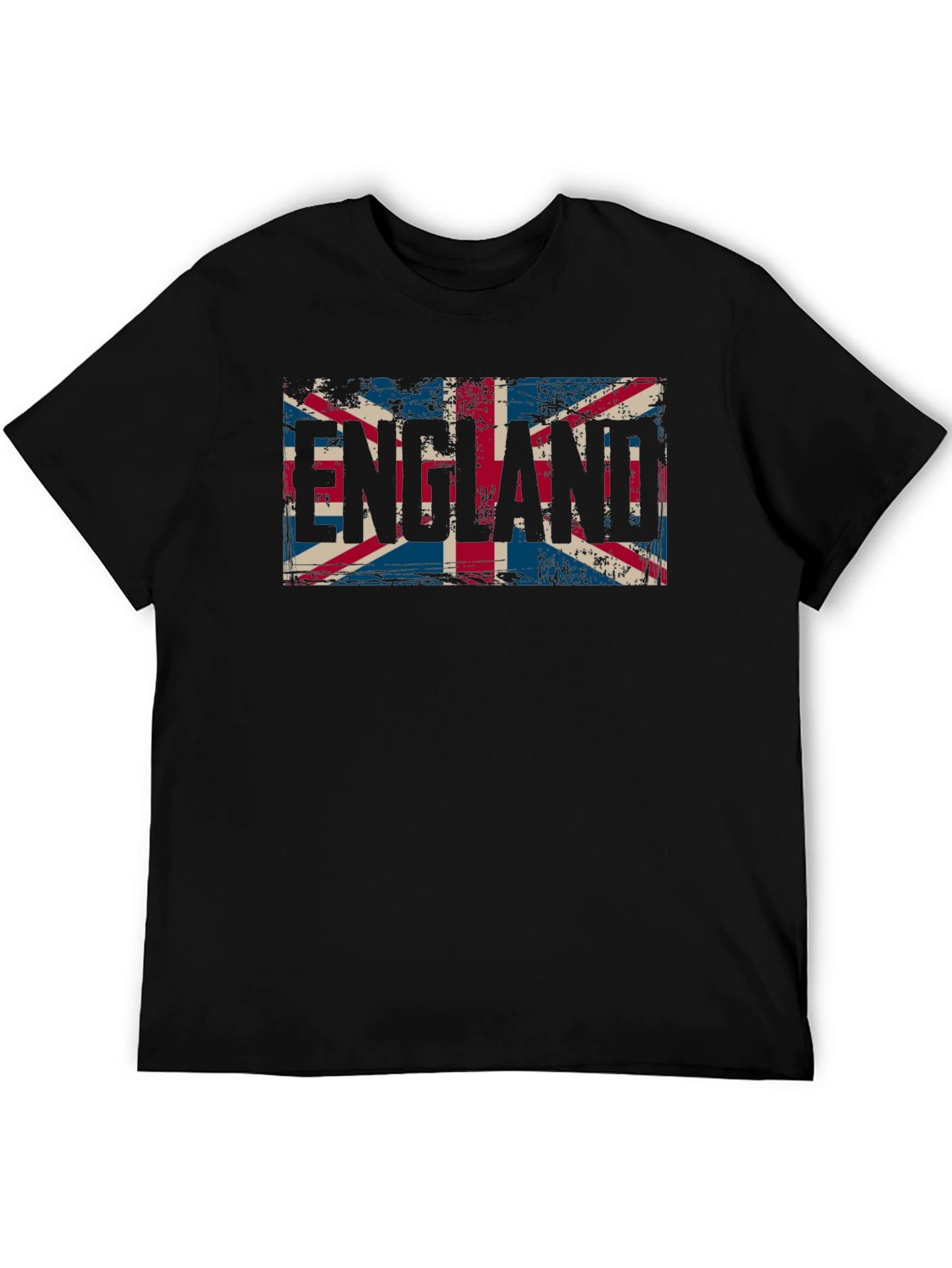 England Flag Graphic Tee - Black Cotton T-Shirt