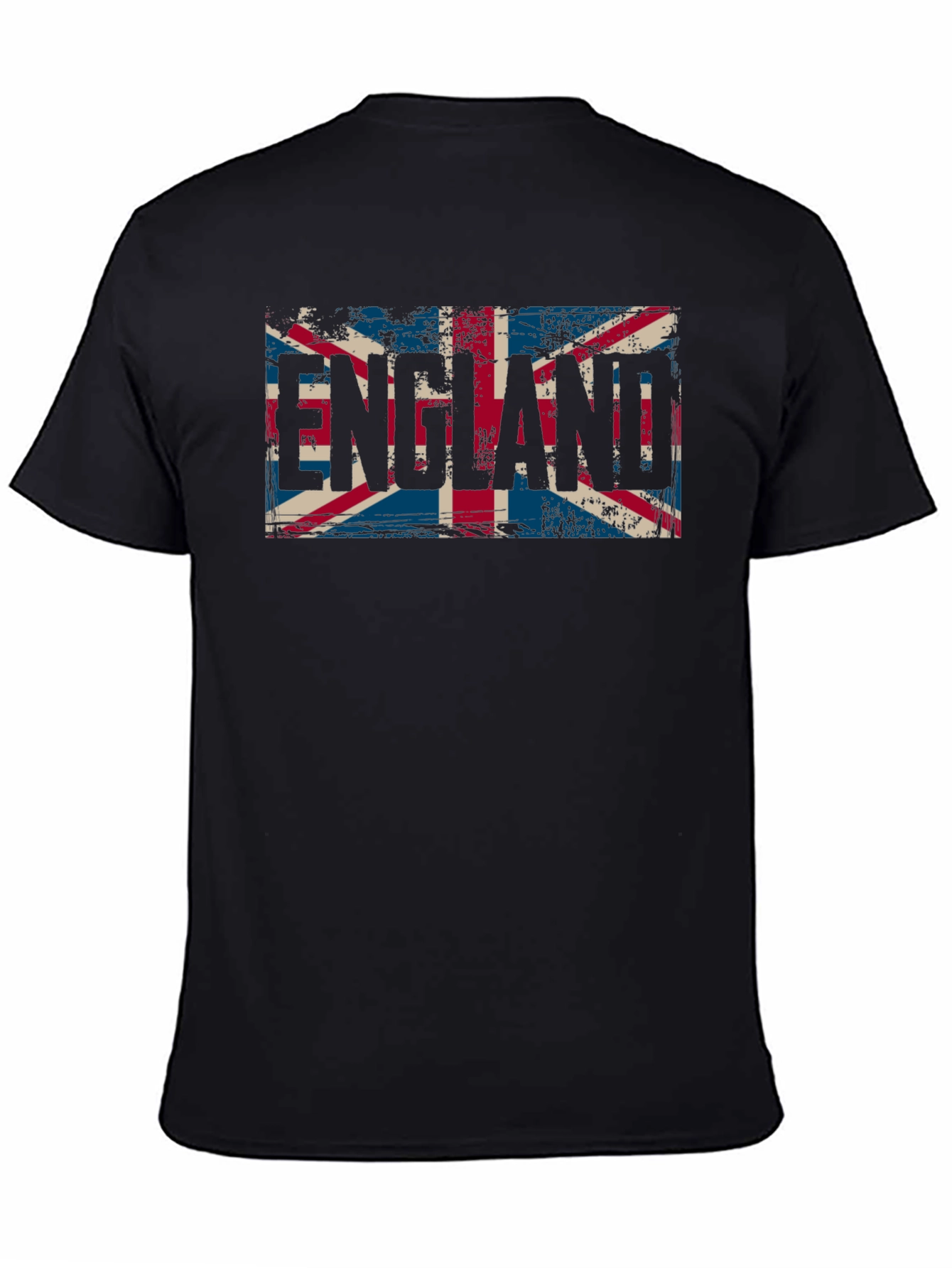 England Flag Graphic Tee - Black Cotton T-Shirt