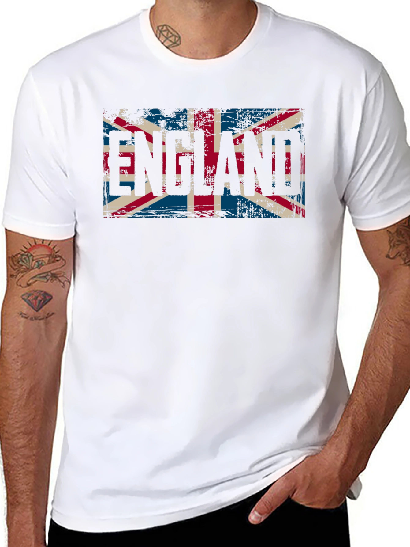England Flag Graphic Tee - Black Cotton T-Shirt
