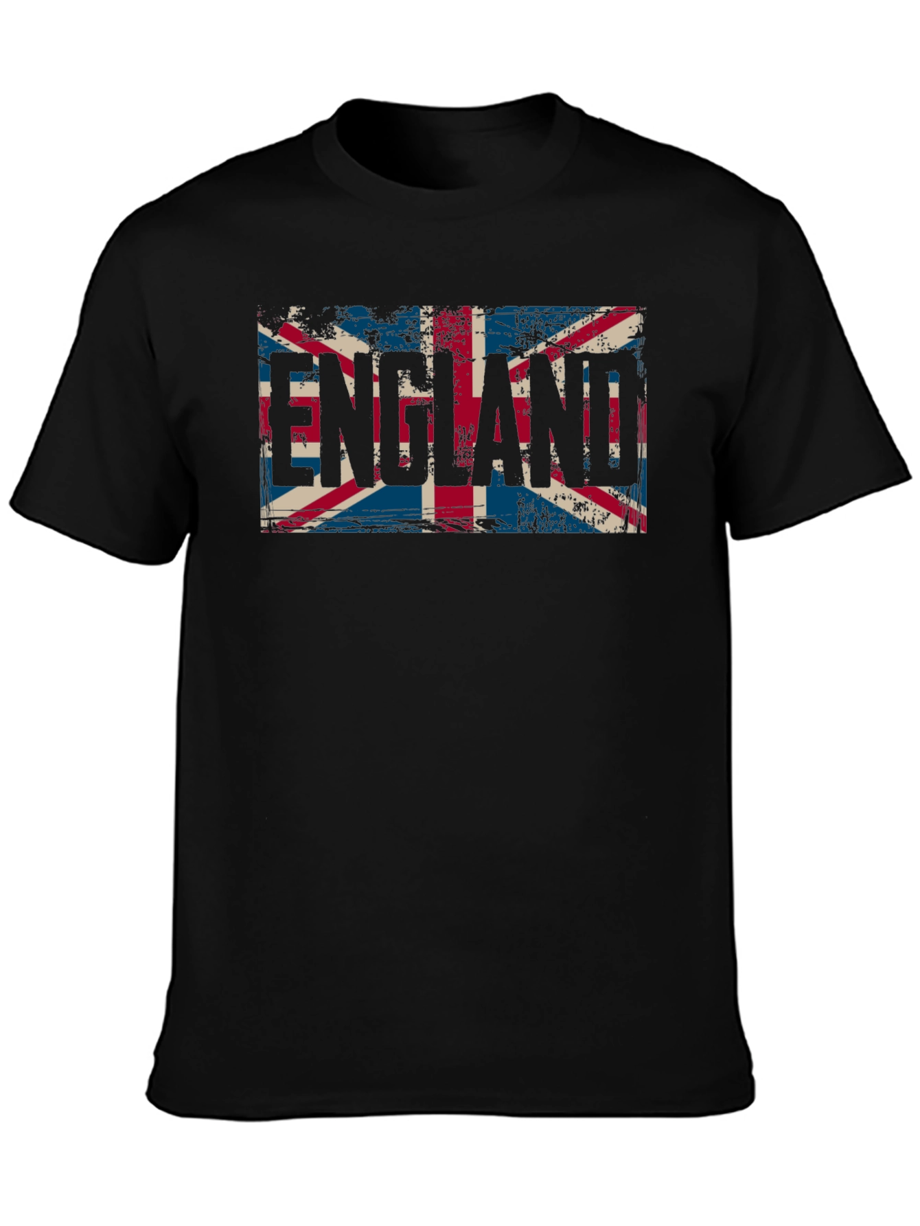 England Flag Graphic Tee - Black Cotton T-Shirt