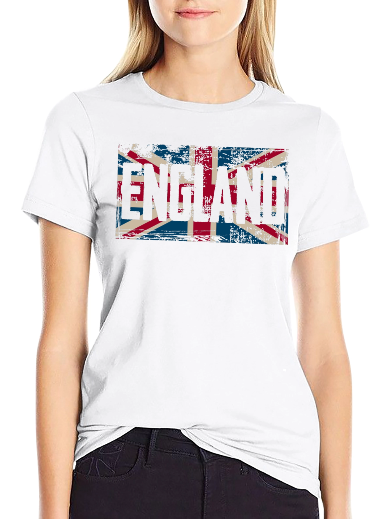 England Flag Graphic Tee - Black Cotton T-Shirt