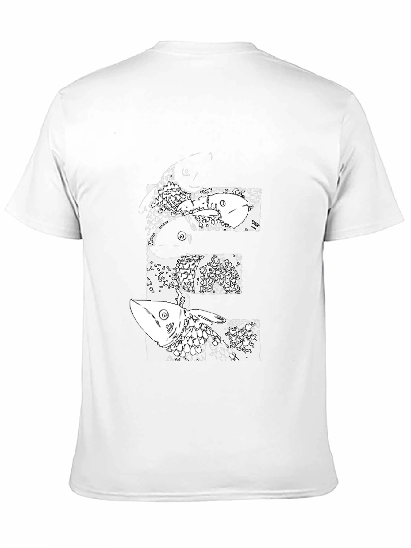 Abstract Fish Graphic Black T-Shirt