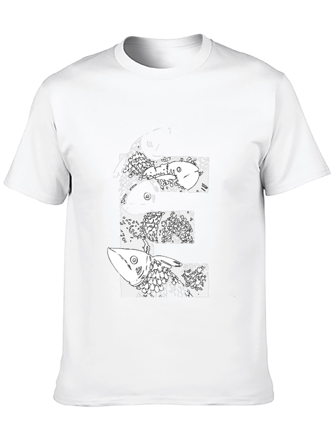 Abstract Fish Graphic Black T-Shirt