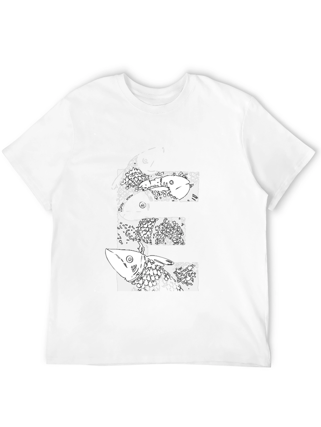 Abstract Fish Graphic Black T-Shirt
