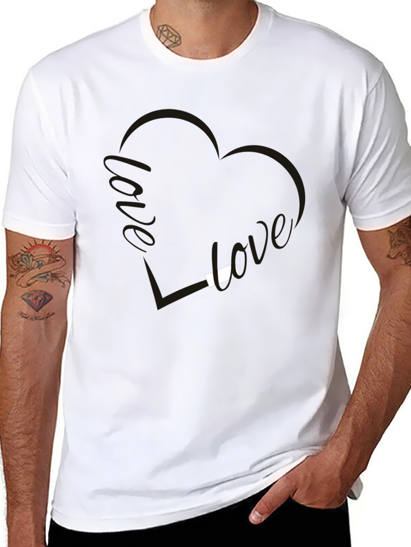Love Heart Graphic Tee - Soft Cotton Blend Shirt