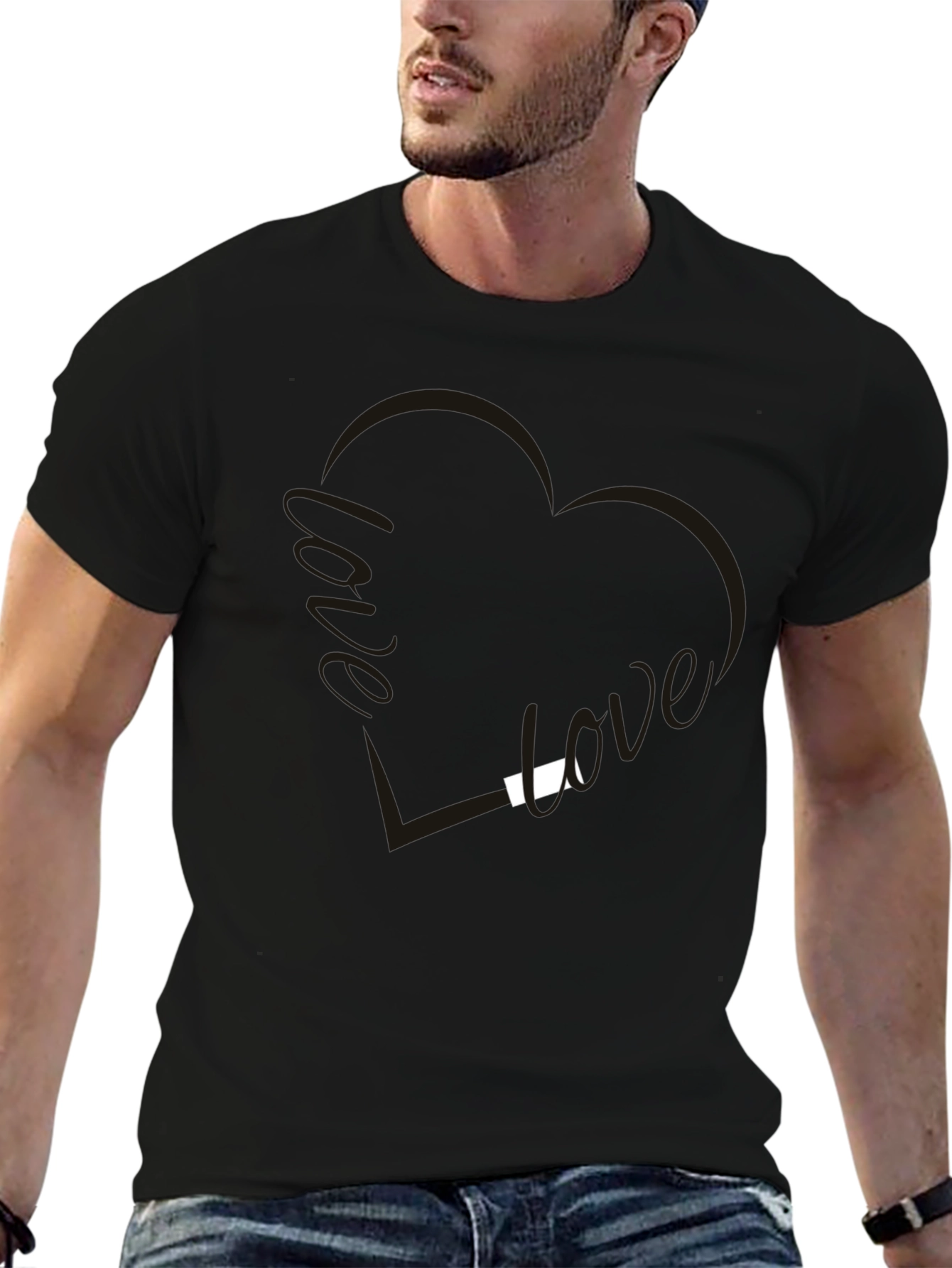 Love Heart Graphic Tee - Soft Cotton Blend Shirt