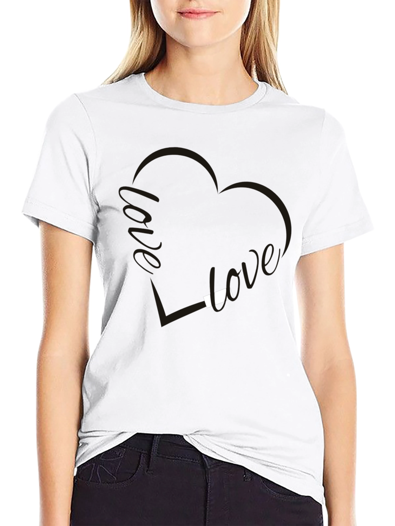 Love Heart Graphic Tee - Soft Cotton Blend Shirt