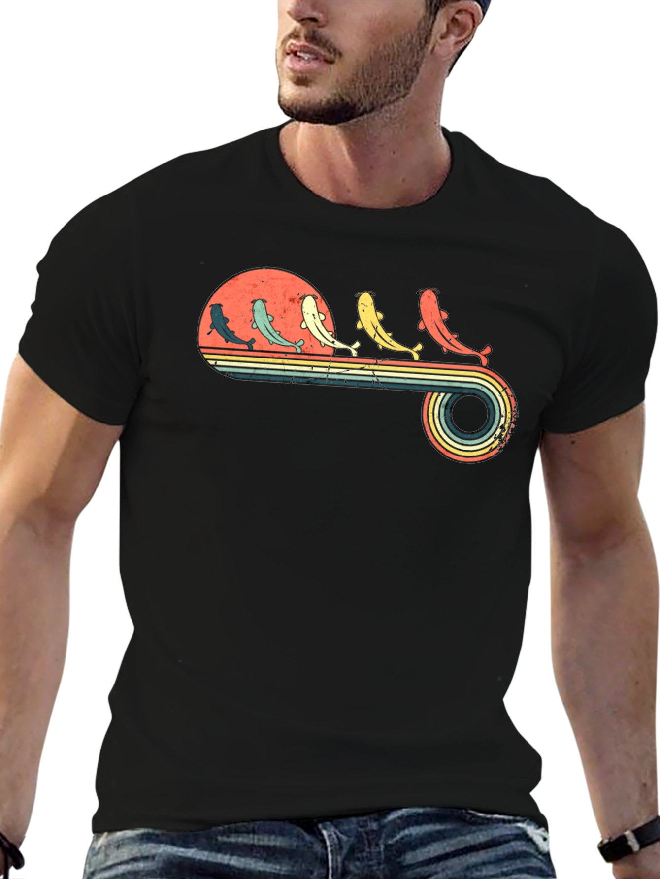 Retro Catfish Sunset Graphic Tee