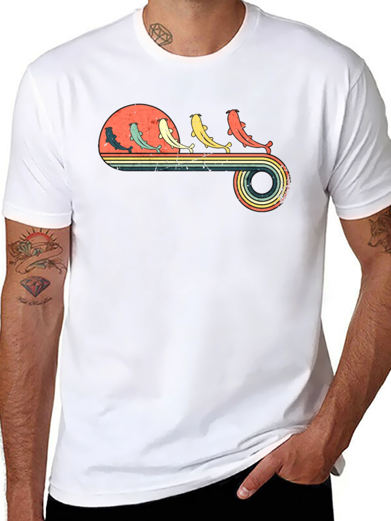 Retro Catfish Sunset Graphic Tee