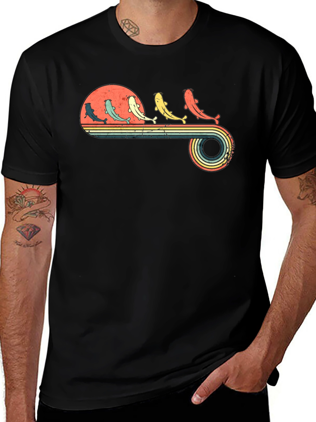 Retro Catfish Sunset Graphic Tee