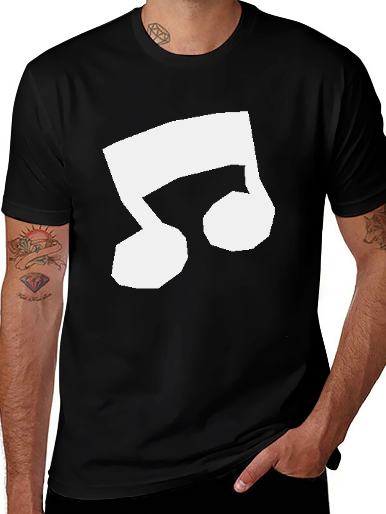 Music Note Graphic Tee - Black Casual Shirt