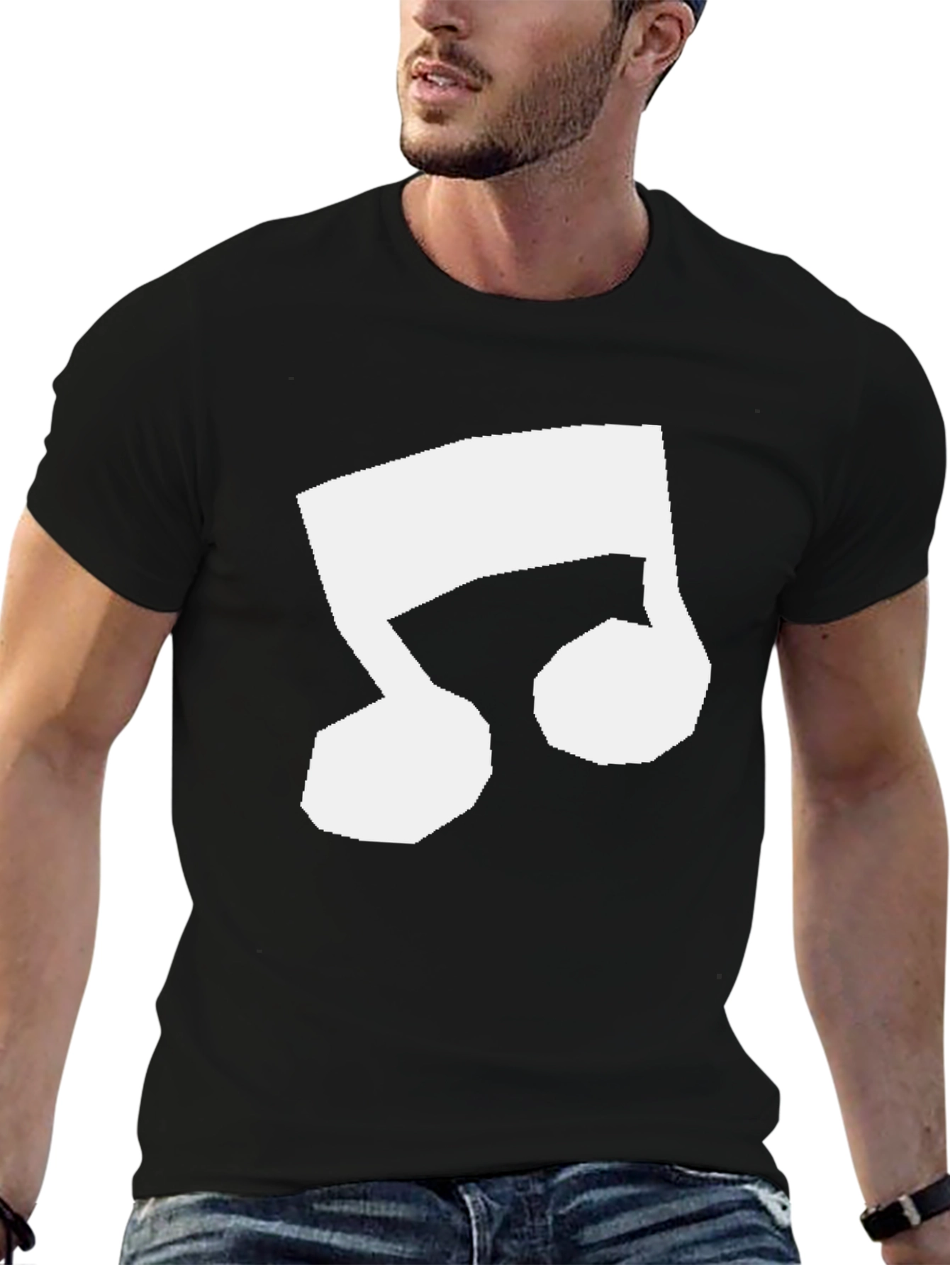 Music Note Graphic Tee - Black Casual Shirt