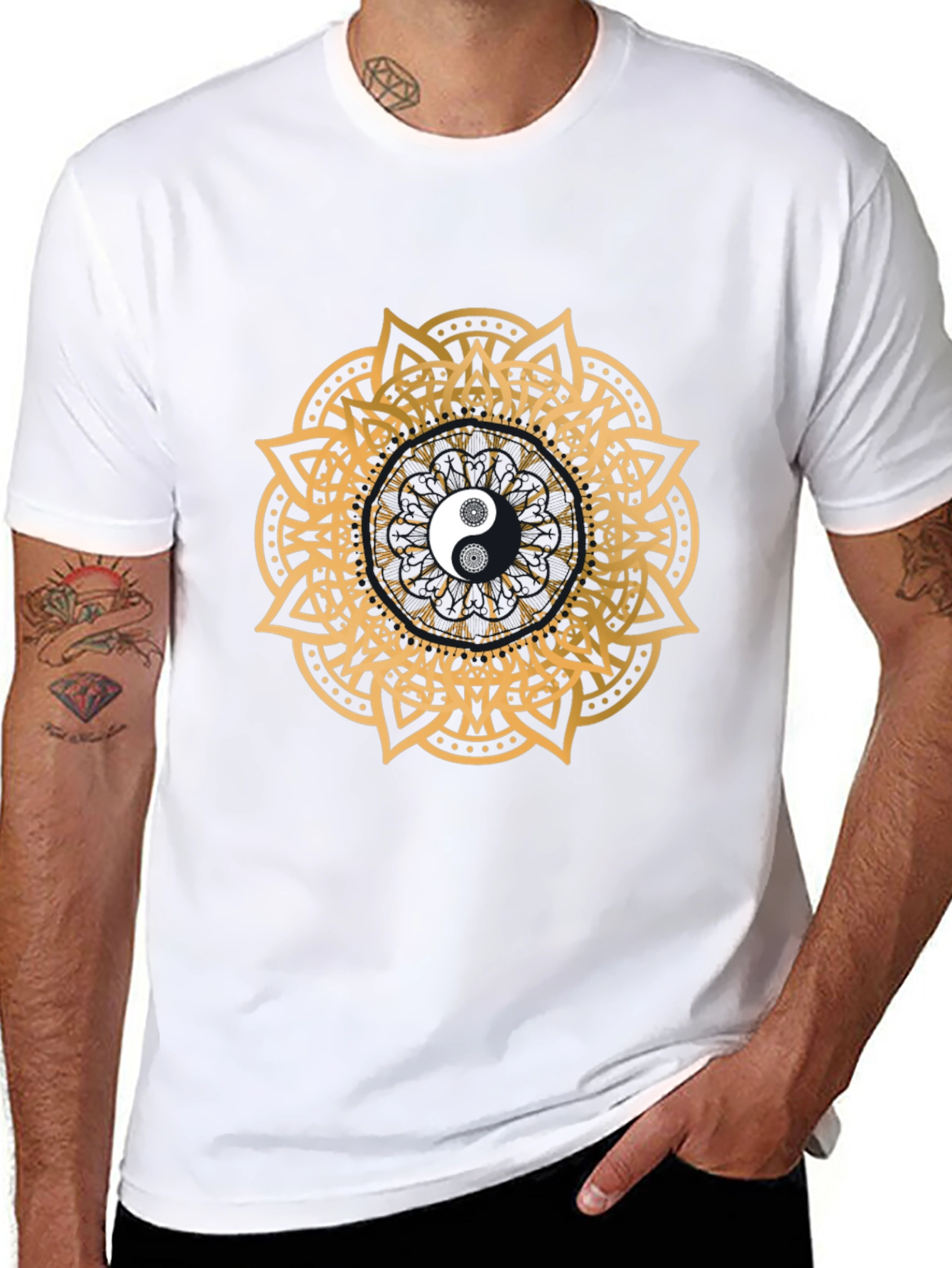 Yin Yang Mandala Graphic Black T-Shirt
