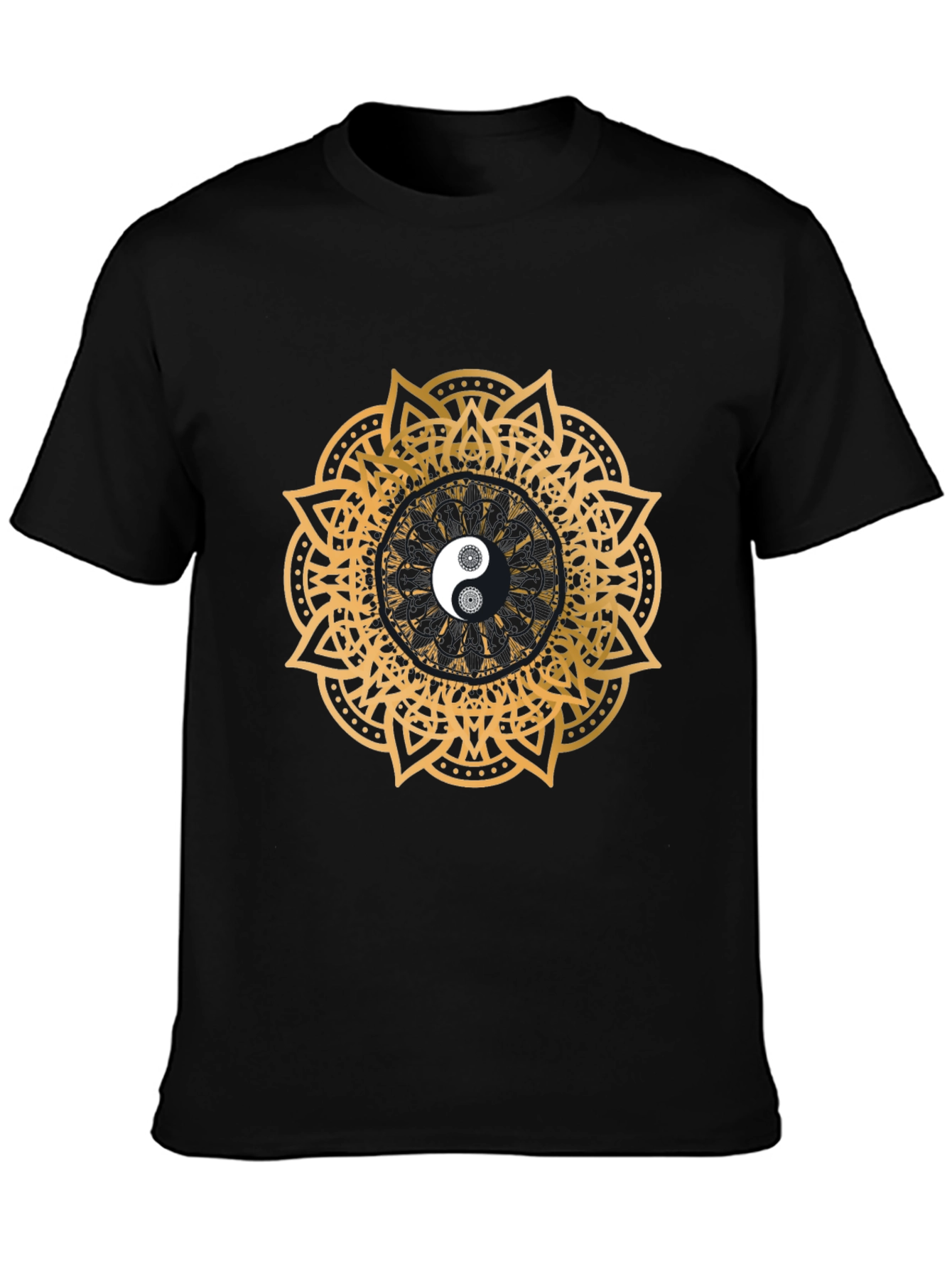 Yin Yang Mandala Graphic Black T-Shirt