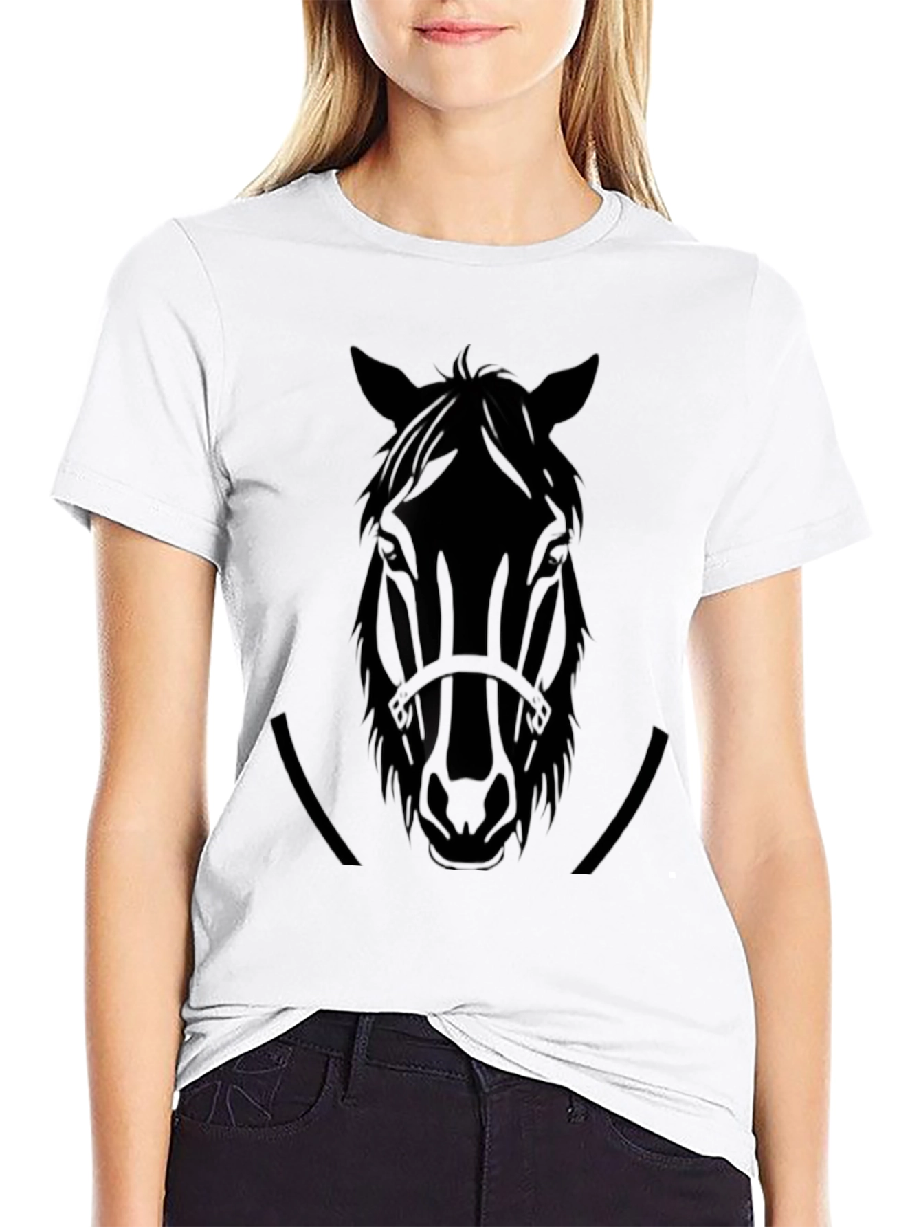 Equestrian Black Horse Head T-Shirt