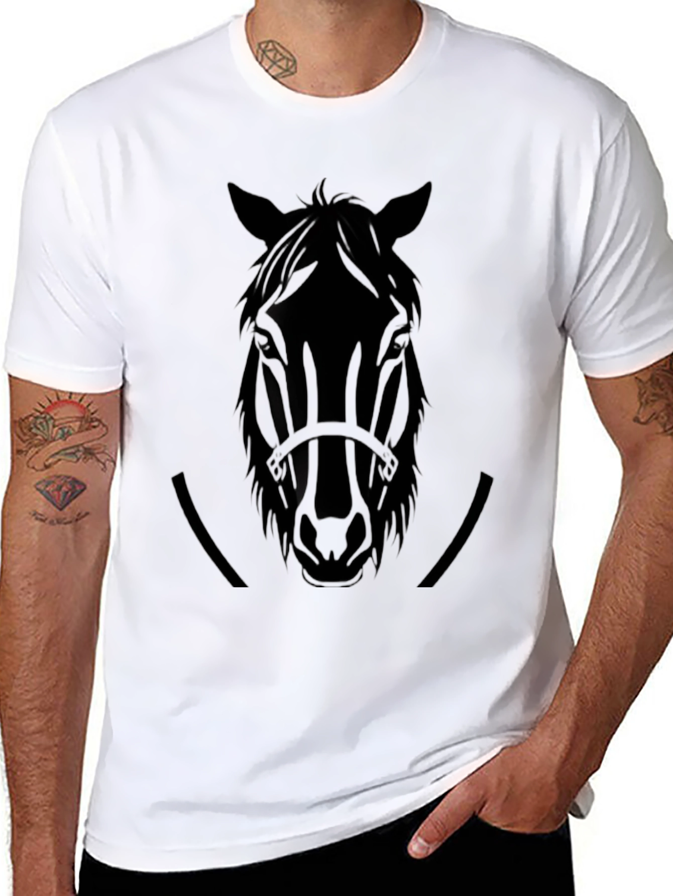 Equestrian Black Horse Head T-Shirt