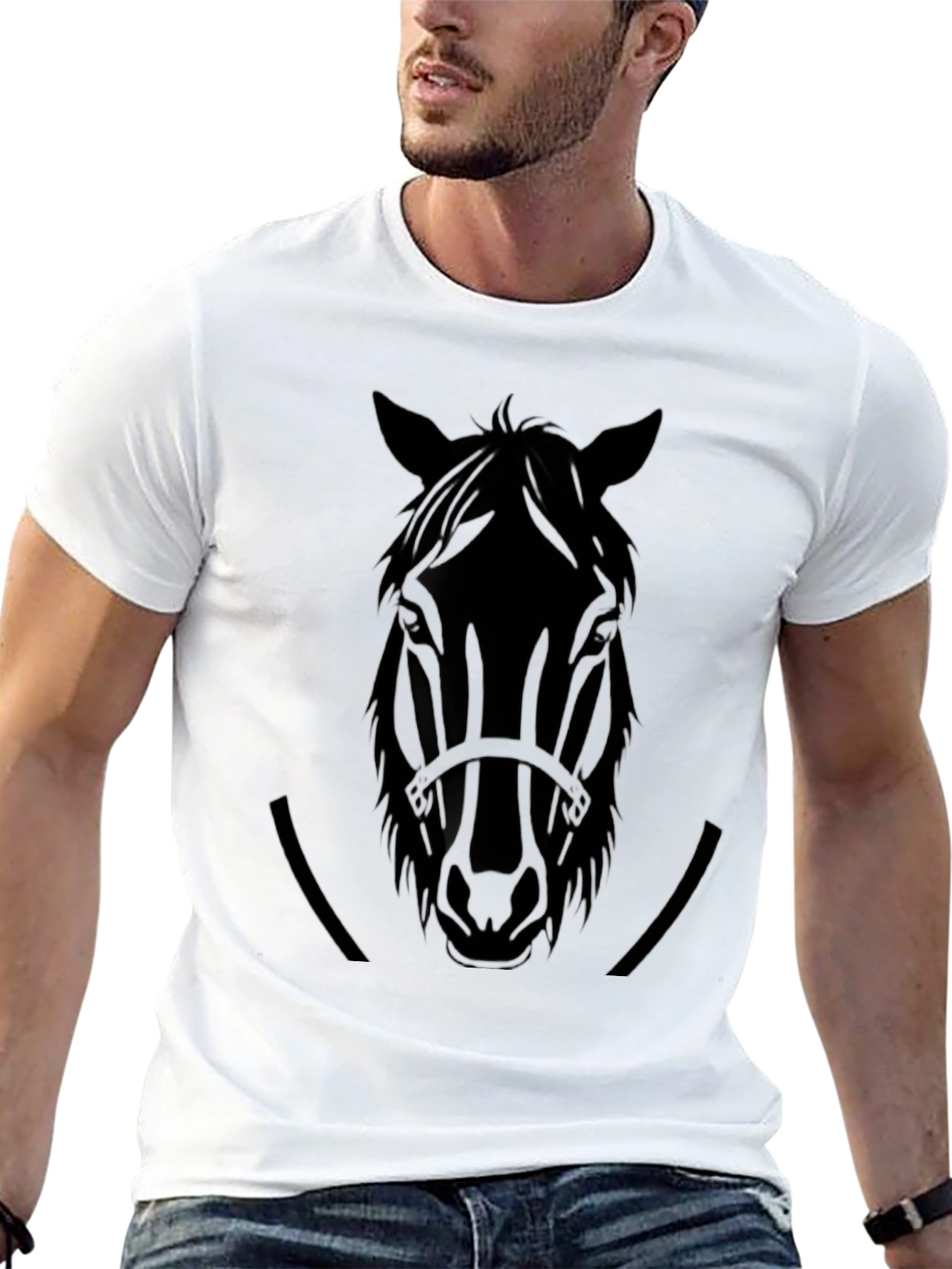 Equestrian Black Horse Head T-Shirt