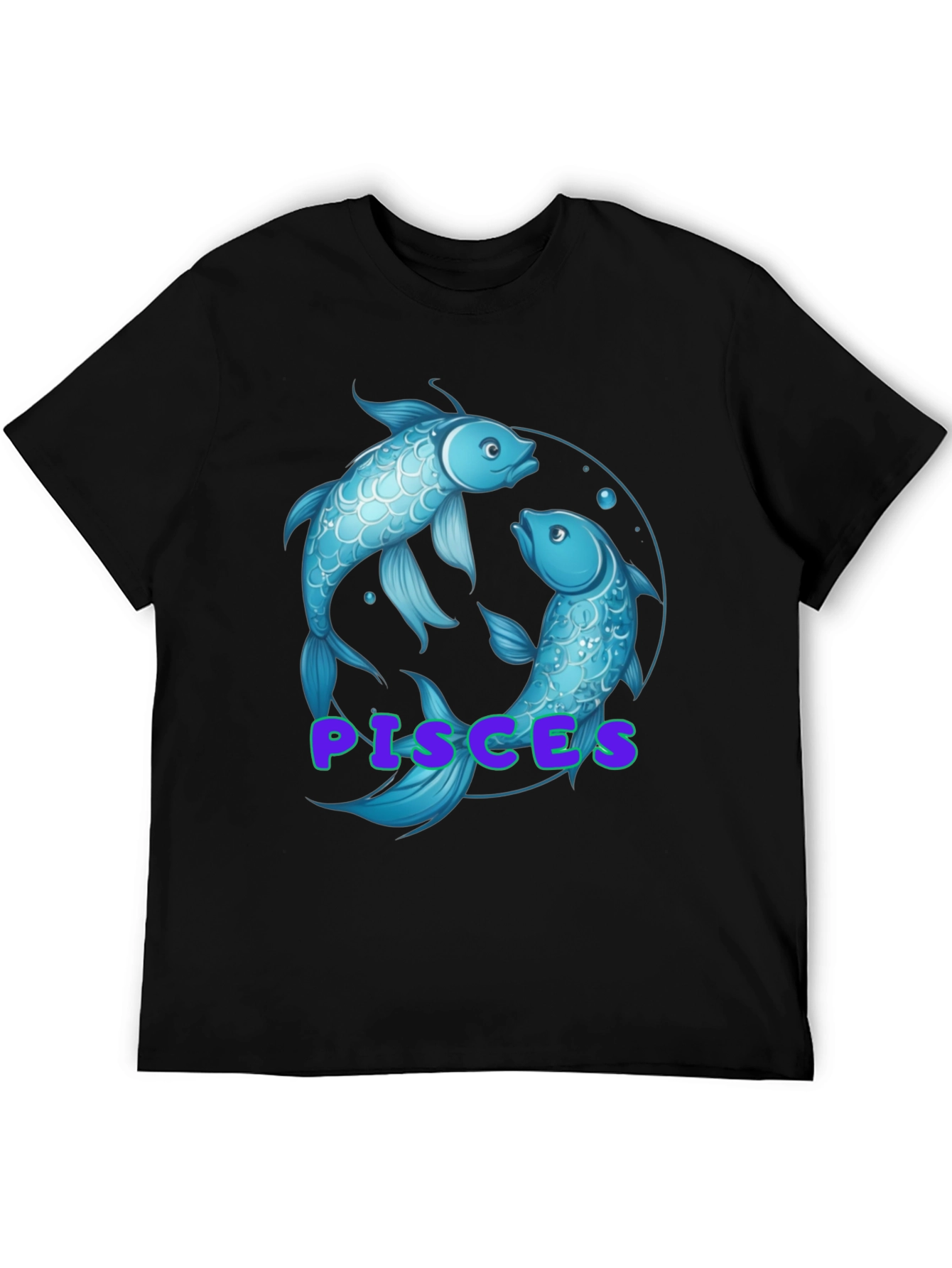 Pisces Zodiac T-Shirt - Black Cotton Graphic Tee