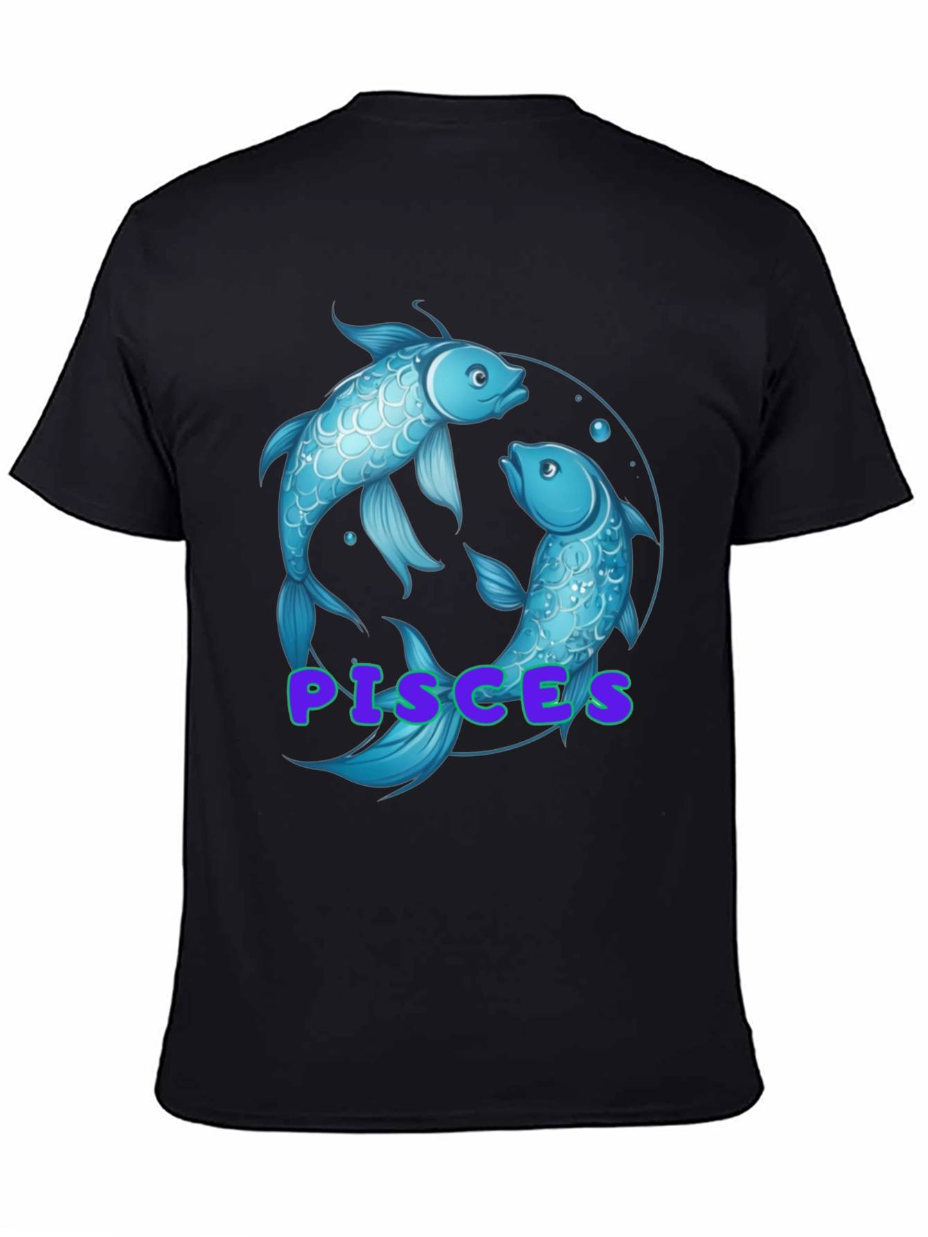 Pisces Zodiac T-Shirt - Black Cotton Graphic Tee