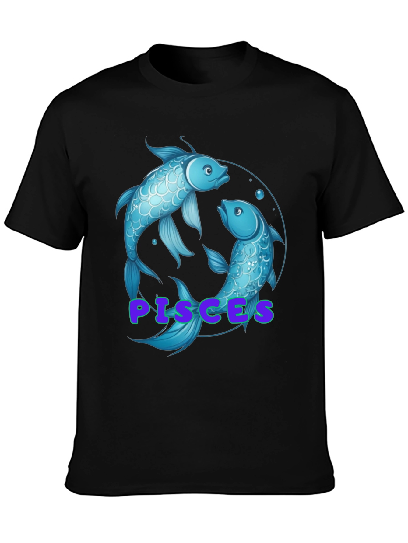 Pisces Zodiac T-Shirt - Black Cotton Graphic Tee
