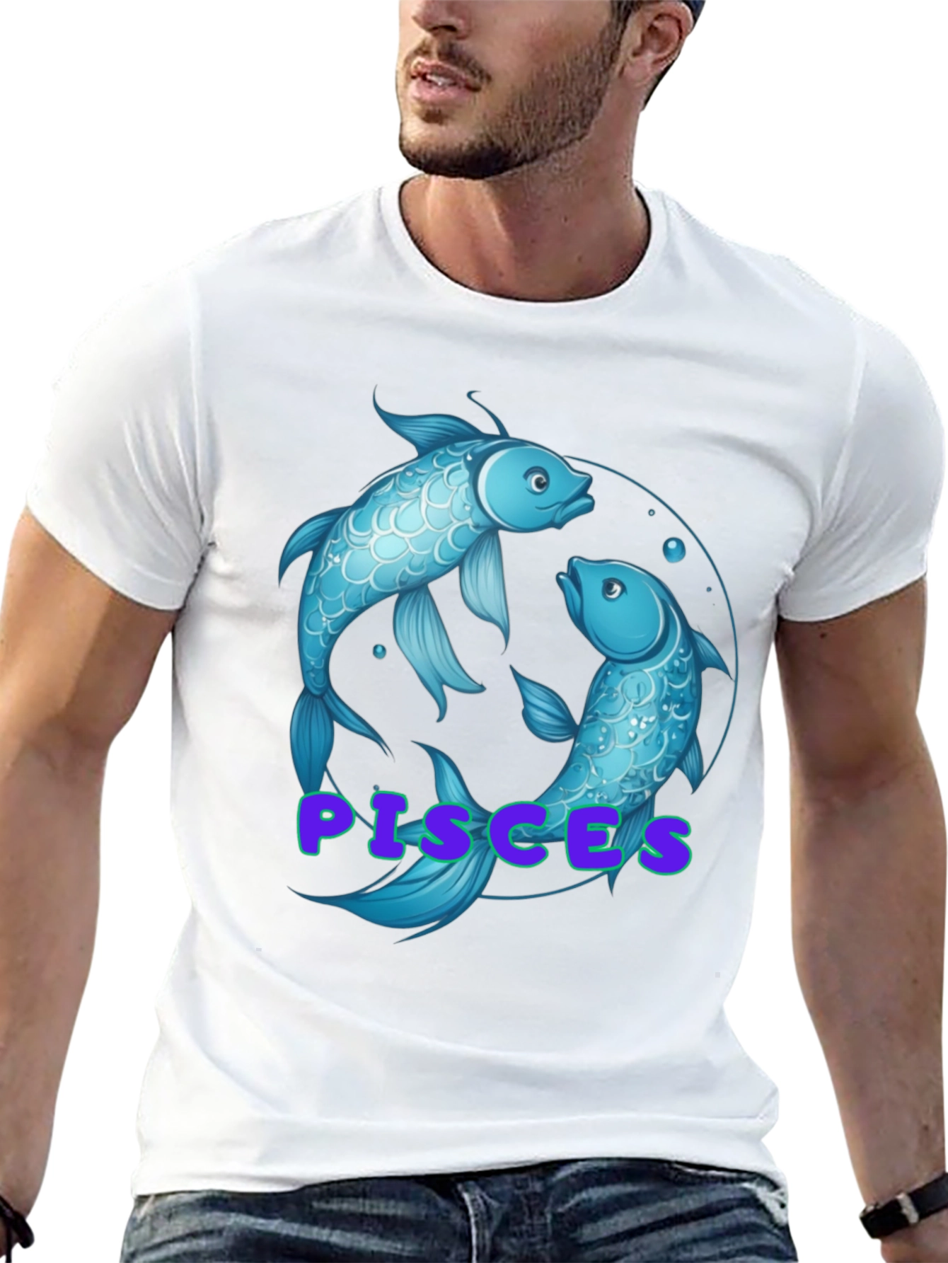 Pisces Zodiac T-Shirt - Black Cotton Graphic Tee