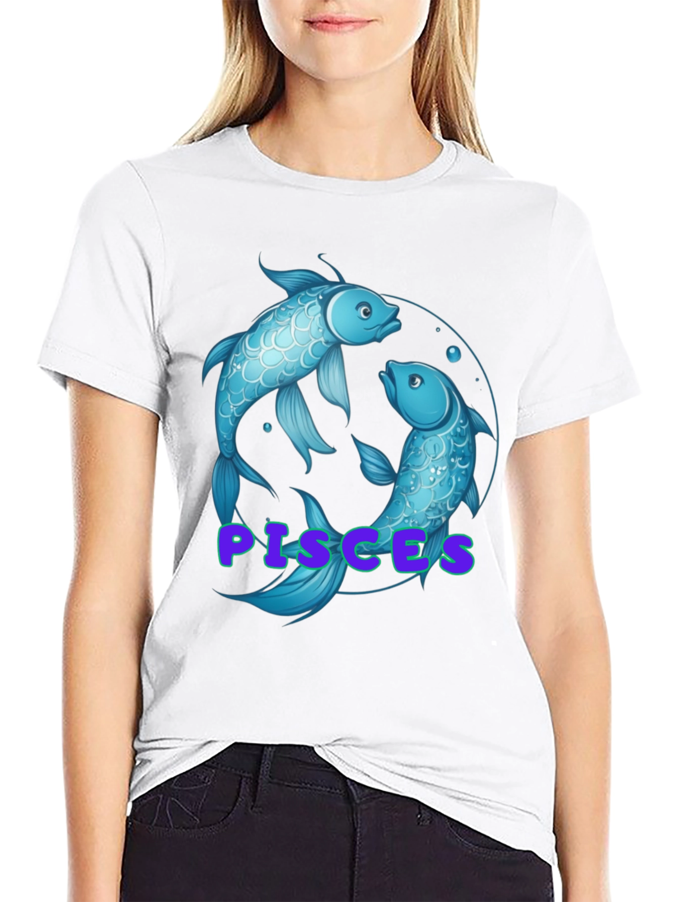 Pisces Zodiac T-Shirt - Black Cotton Graphic Tee