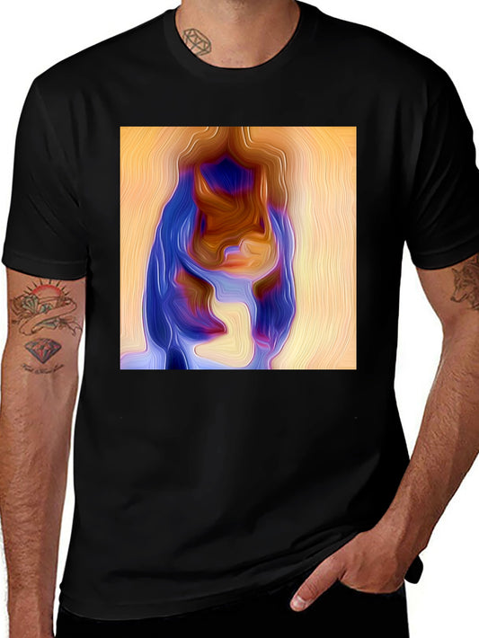 Abstract Portrait Graphic Print Black Tee