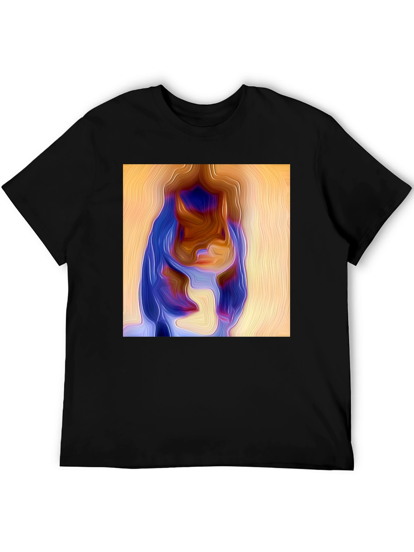 Abstract Portrait Graphic Print Black Tee