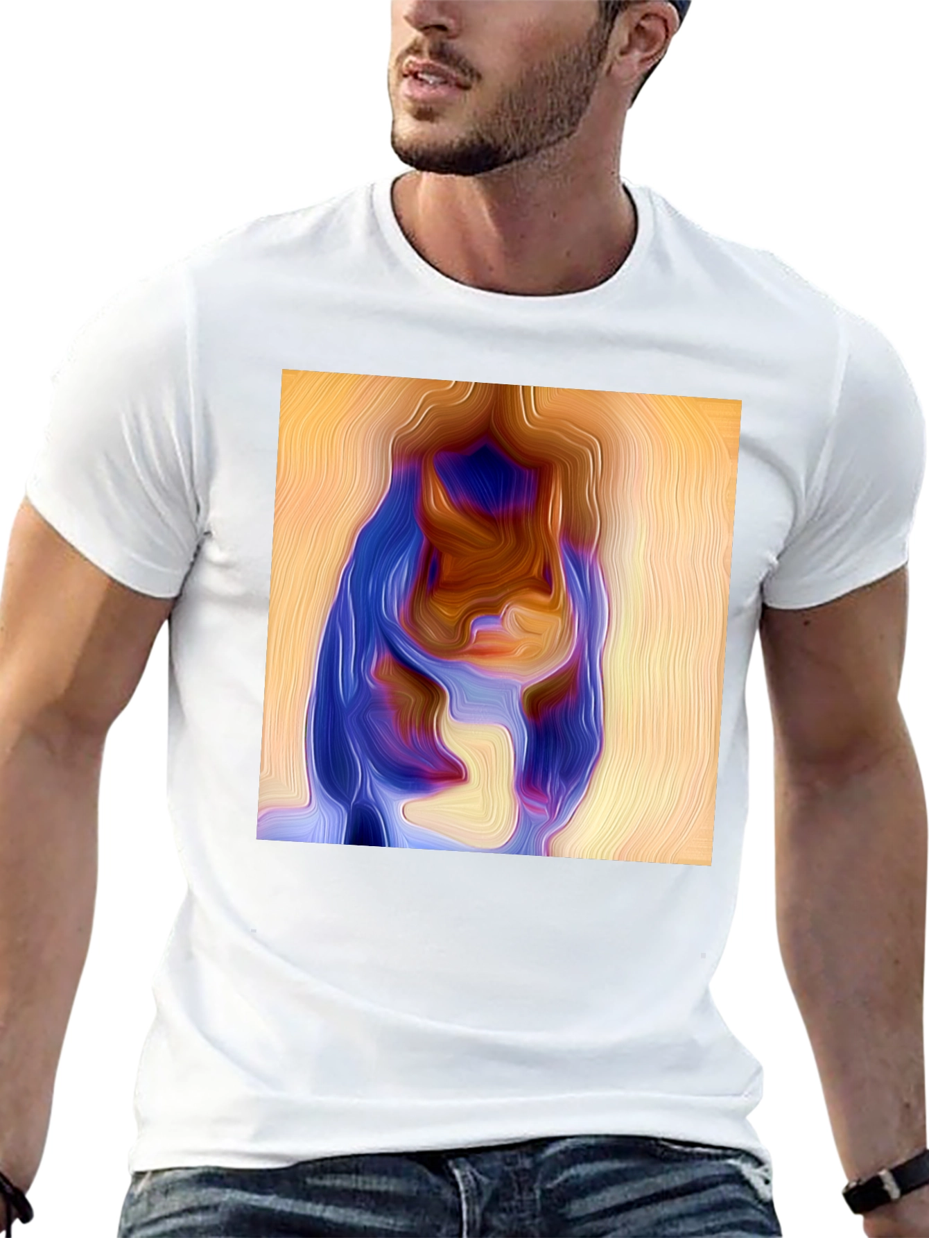 Abstract Portrait Graphic Print Black Tee