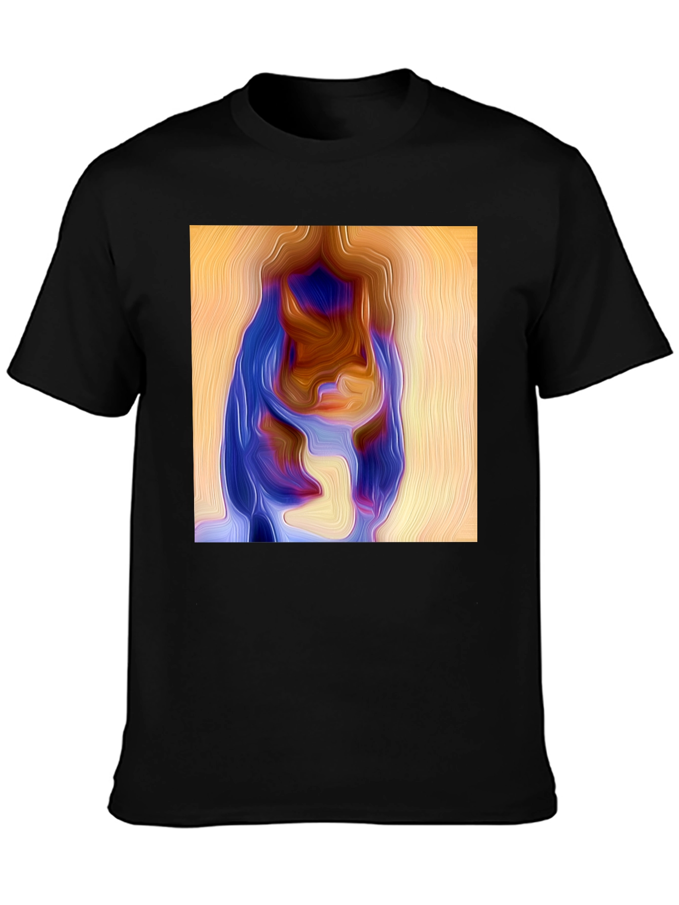 Abstract Portrait Graphic Print Black Tee