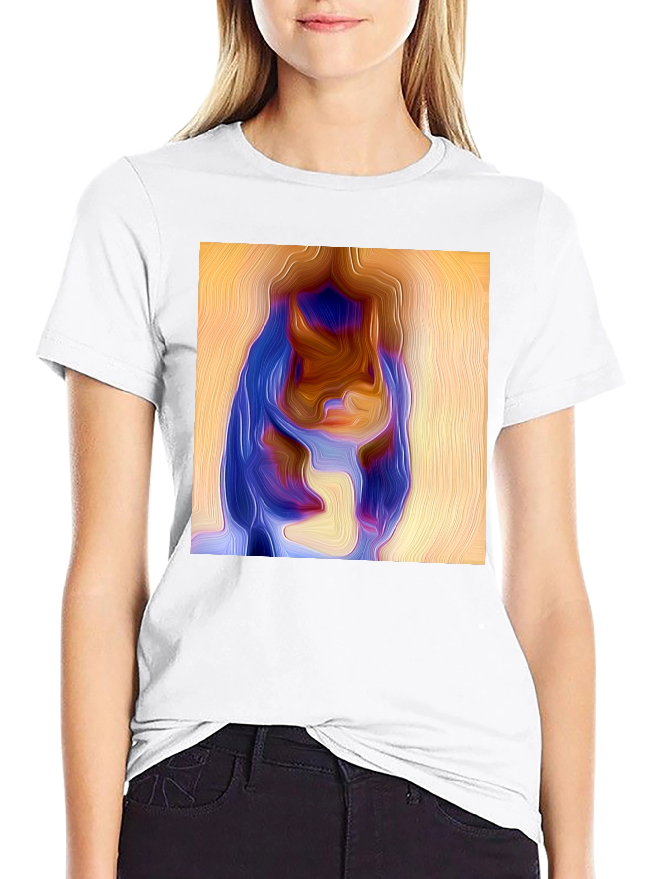Abstract Portrait Graphic Print Black Tee