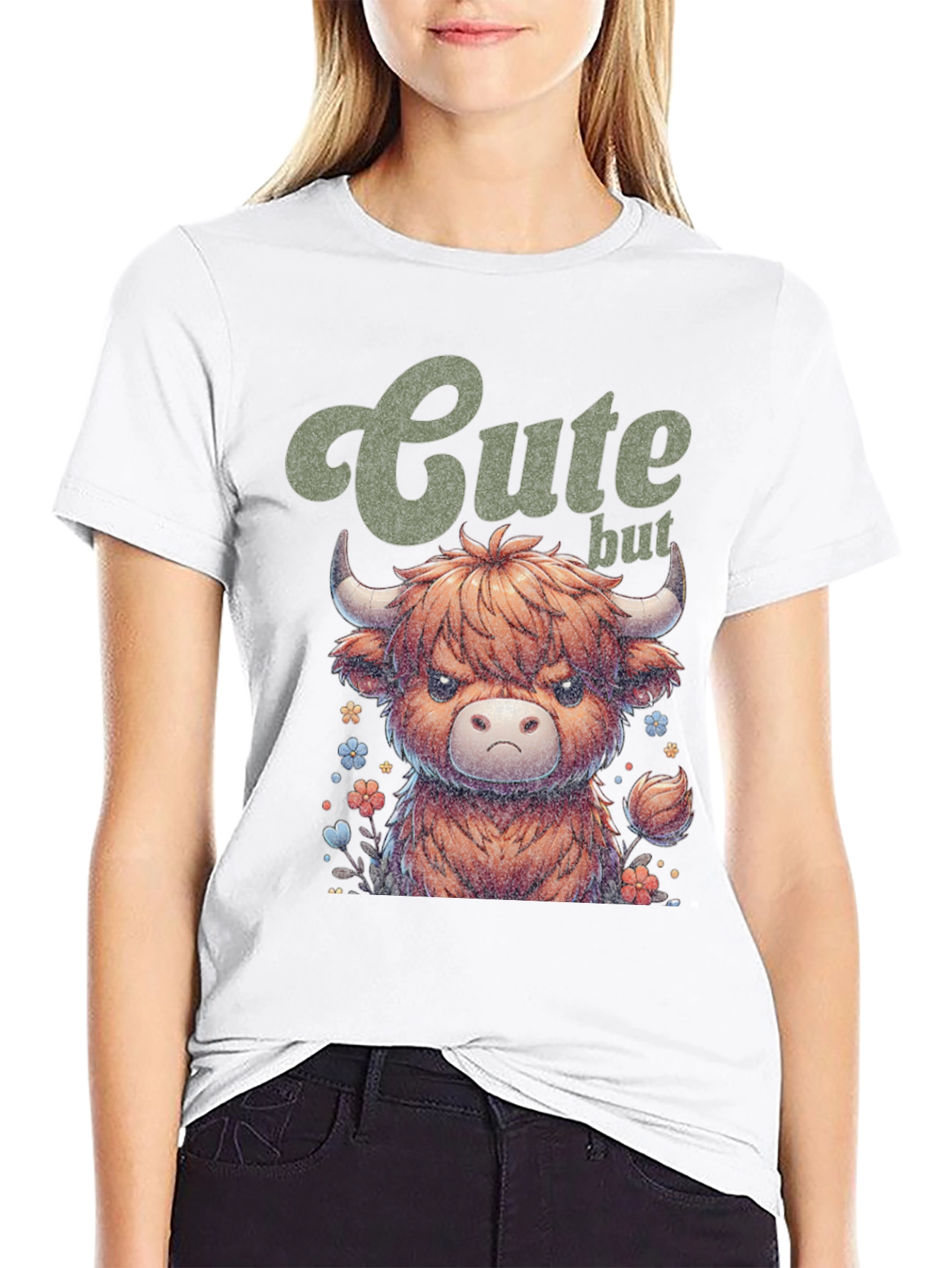 Cute Highland Cow Graphic Tee - Funny But Grumpy!