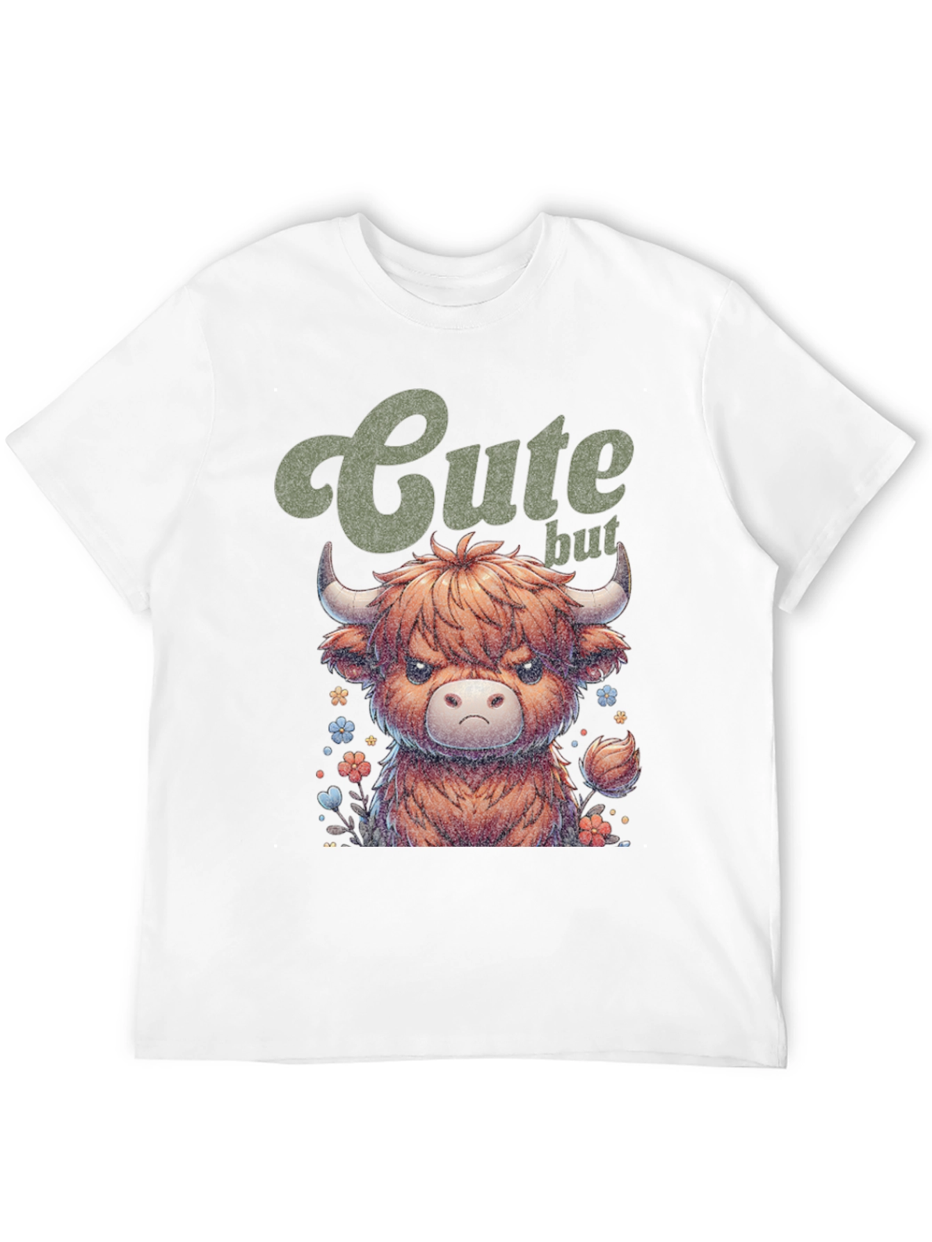 Cute Highland Cow Graphic Tee - Funny But Grumpy!