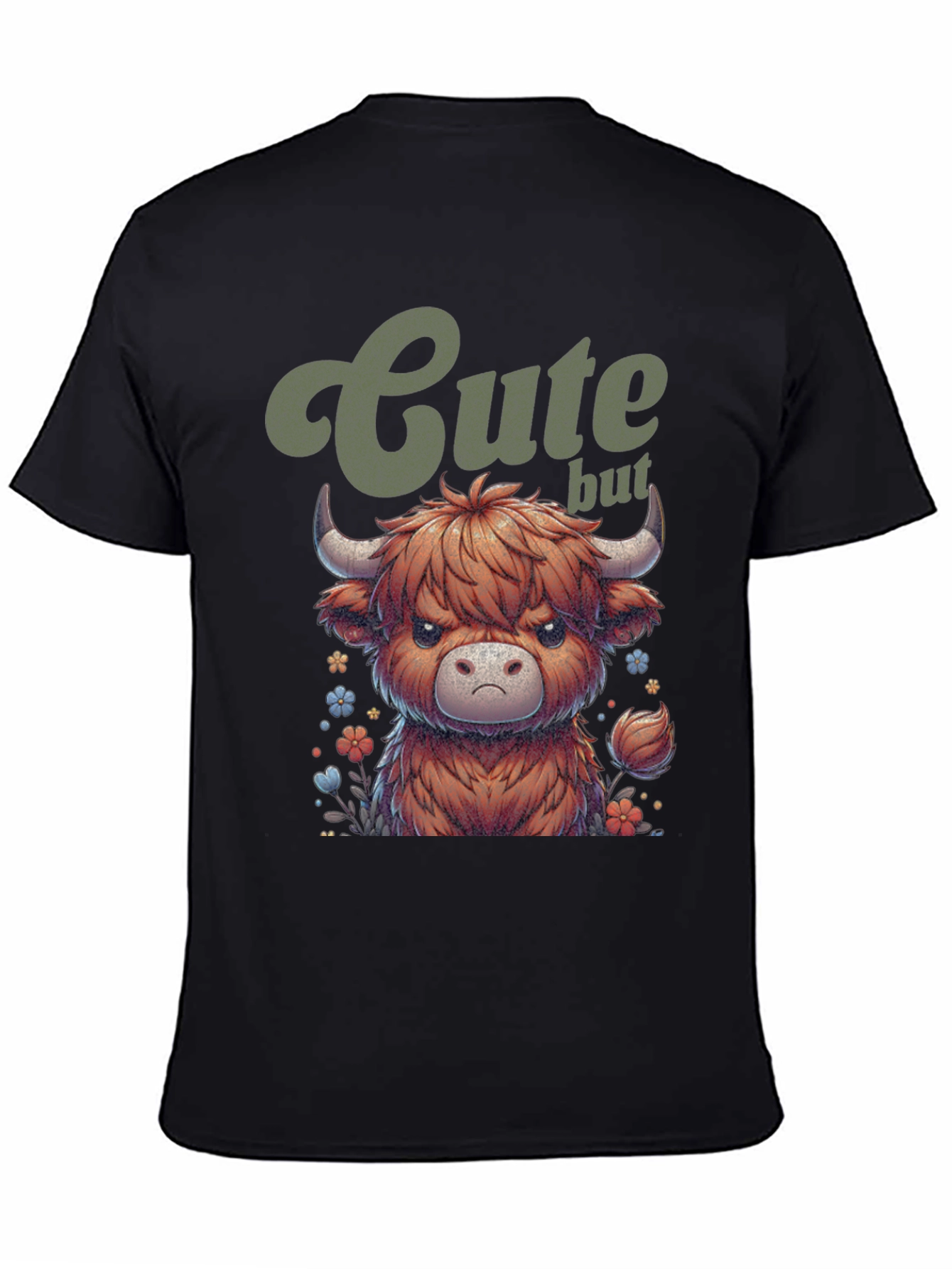 Cute Highland Cow Graphic Tee - Funny But Grumpy!