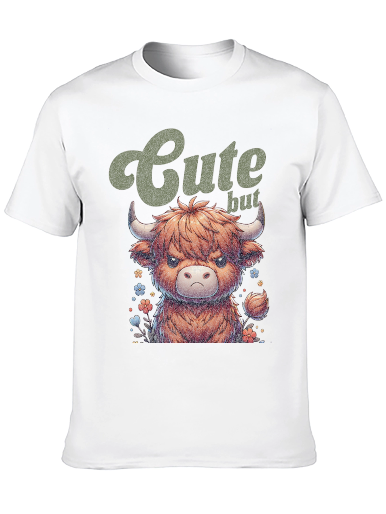 Cute Highland Cow Graphic Tee - Funny But Grumpy!