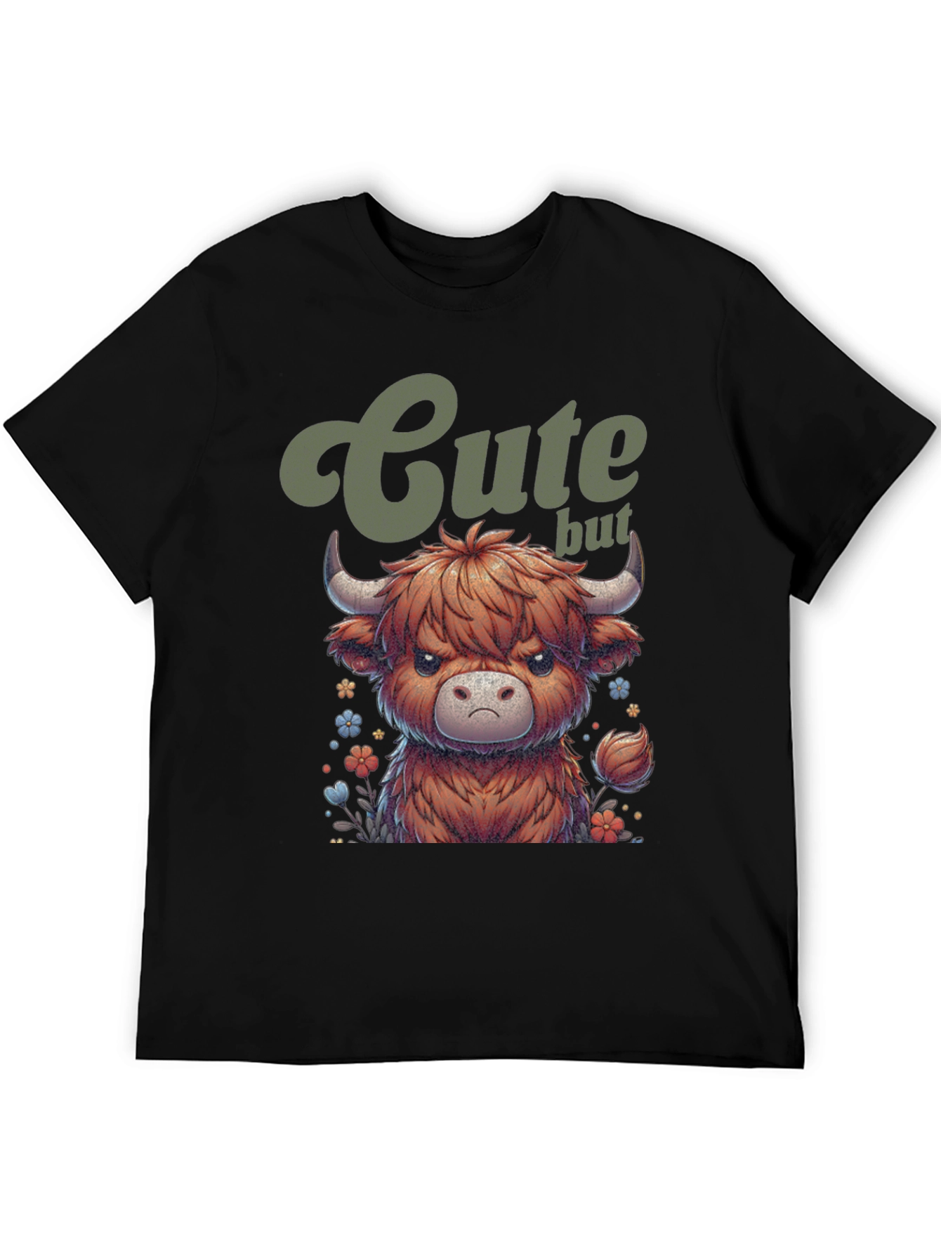 Cute Highland Cow Graphic Tee - Funny But Grumpy!