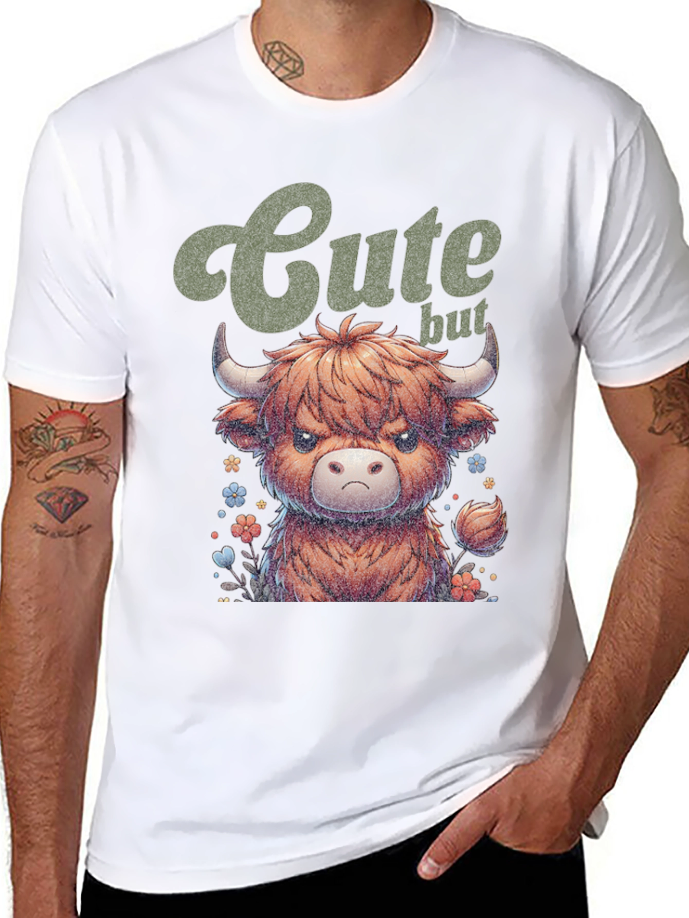 Cute Highland Cow Graphic Tee - Funny But Grumpy!