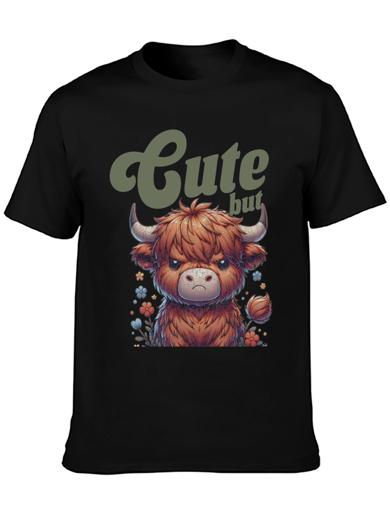 Cute Highland Cow Graphic Tee - Funny But Grumpy!